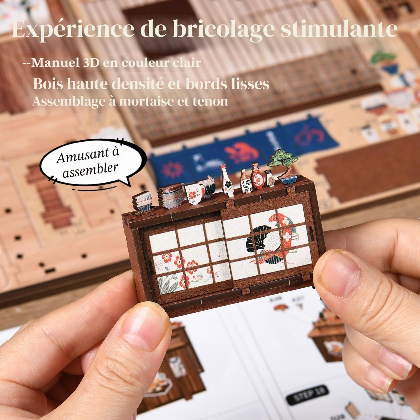 Japonais Bar à izakaya Kit Book Nook-Puzzle 3D Miniature en Bois avec LED
