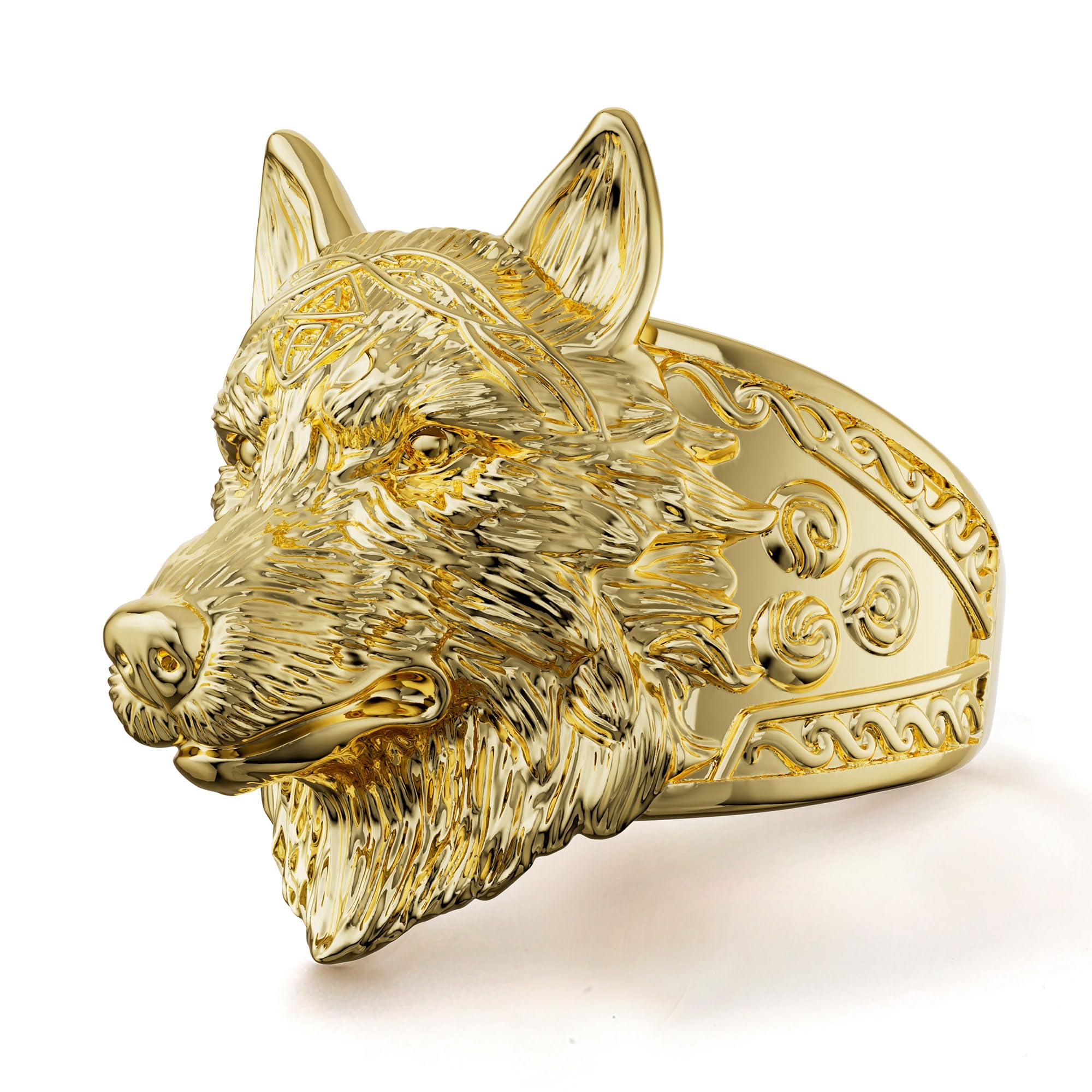 AmitofoViking Wolf Head Ring - Copper 18K Gold - Plated