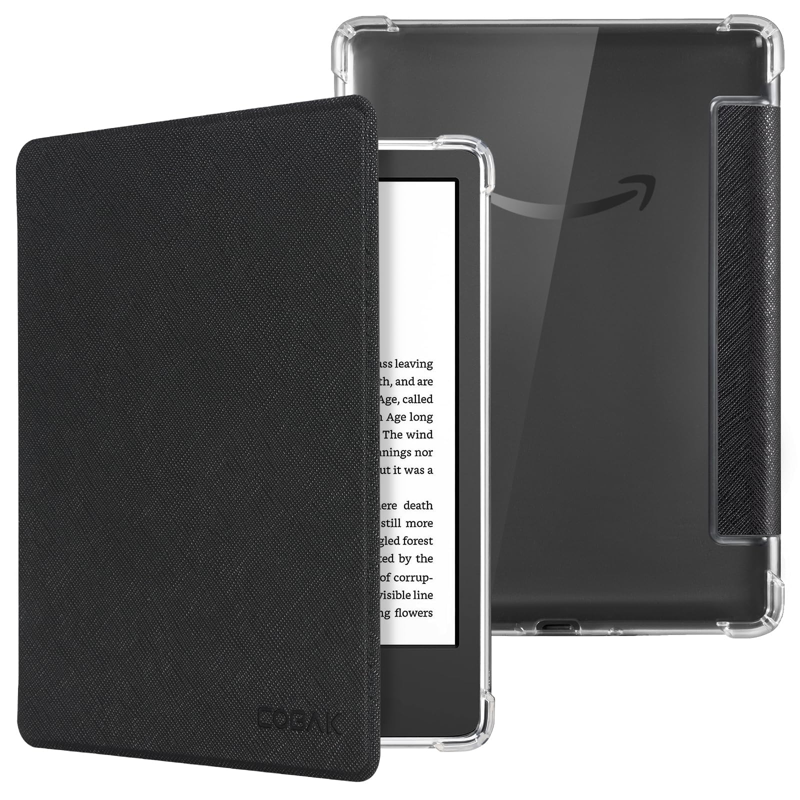 CoBak Case for 6" Kindle 11th Gen (2024 and 2022 Release) - Ultra Slim Transparent Clear TPU Back Shell Protective Cover with Auto Wake/Sleep for Kindle 11th Generation 2024 Release, Black