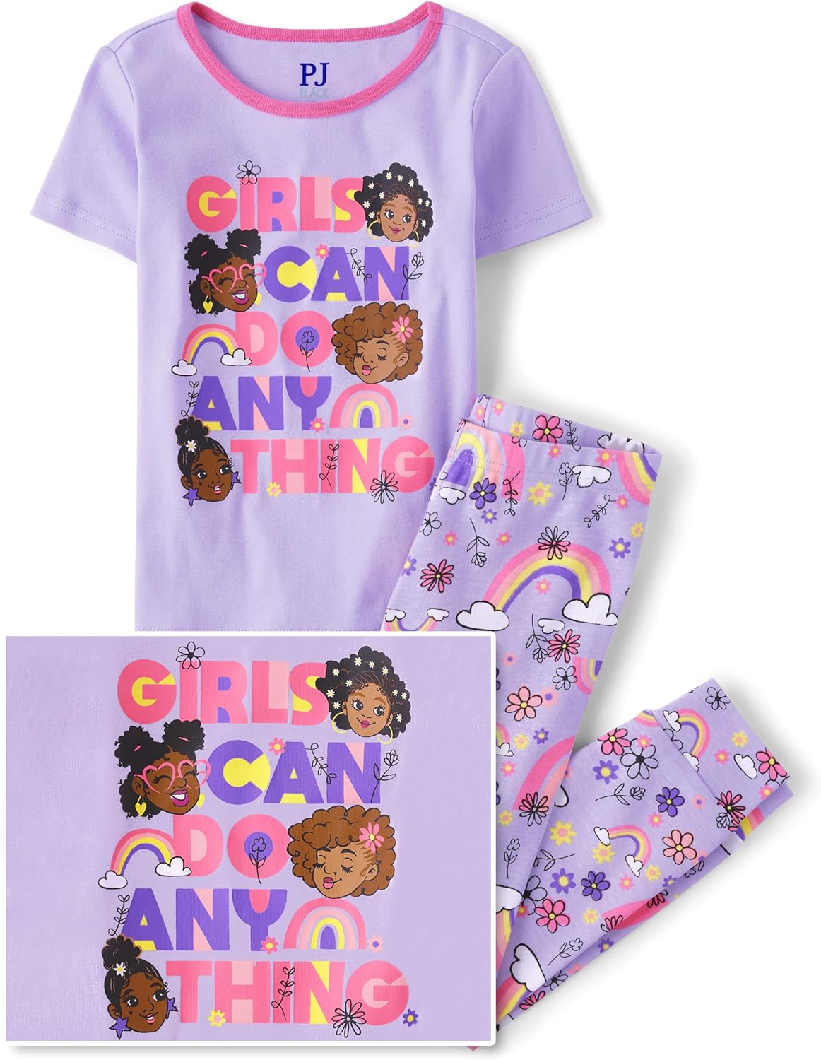 The Children's Place Girls' 100% Cotton Short Sleeve Top and Pants,2 Piece... - Picture 11 of 19