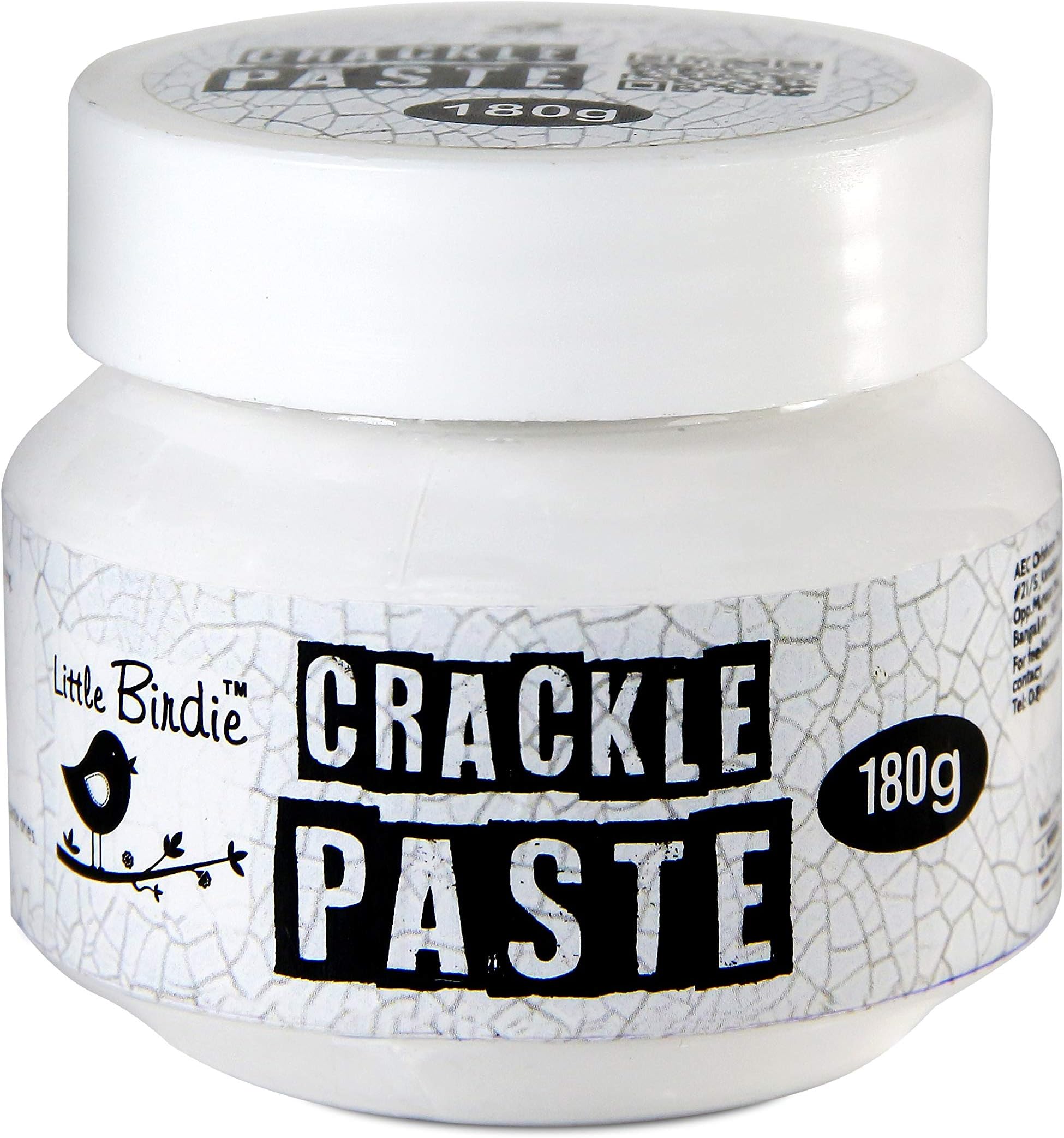 Little Birdie Crackle Paste, 180g | Dimensional Crackle Effect for Wood, Canvas, Paper & More | Tintable, Paintable, Water-Based Formula for Stencils and Freehand Crafting