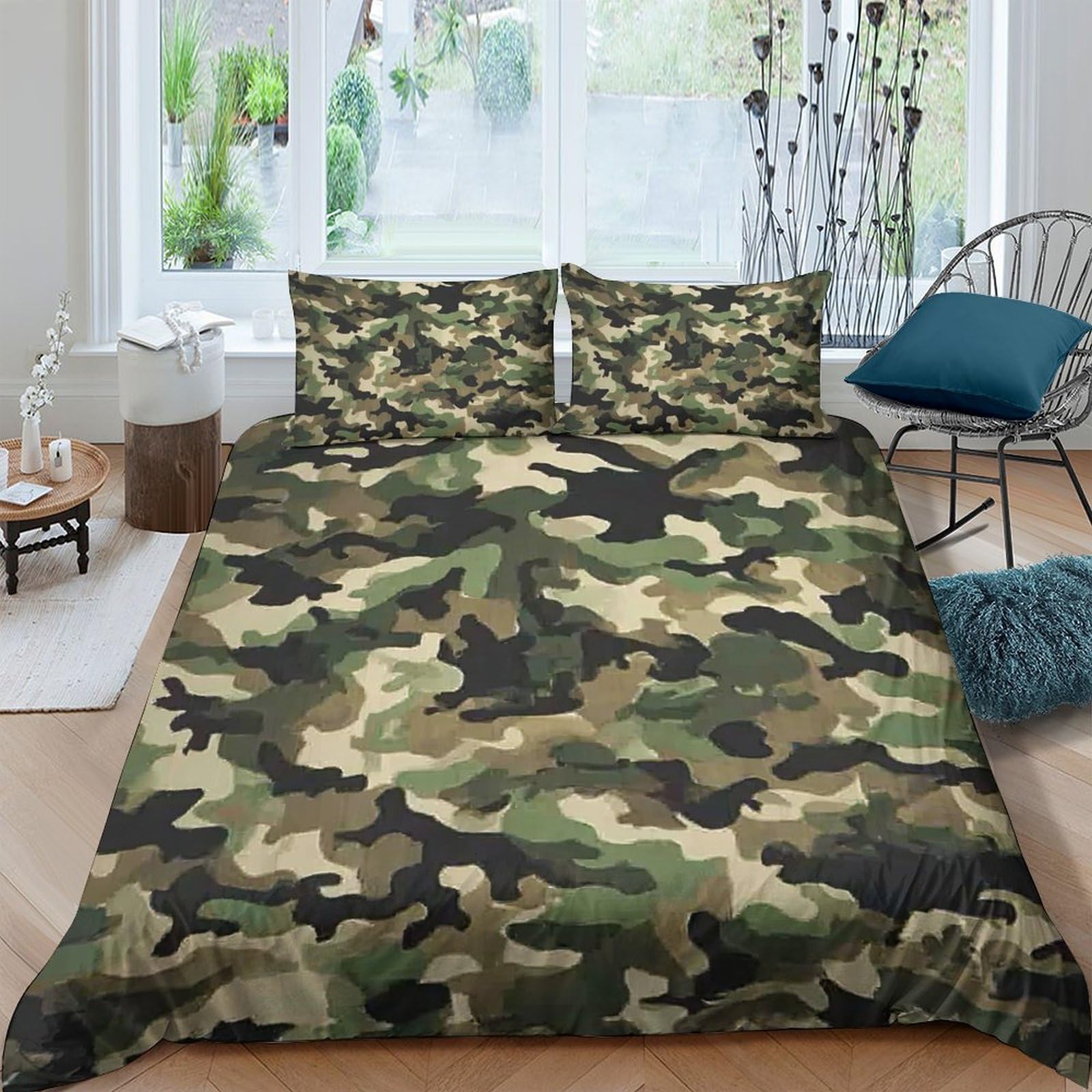 Ctjqhvkz Style-3 3D Printed Camouflage Fitted Sheet Microfiber Soft Breathable Army Green Mattress Cover For Bedroom Dorm Home Decor Single（135X200cm）