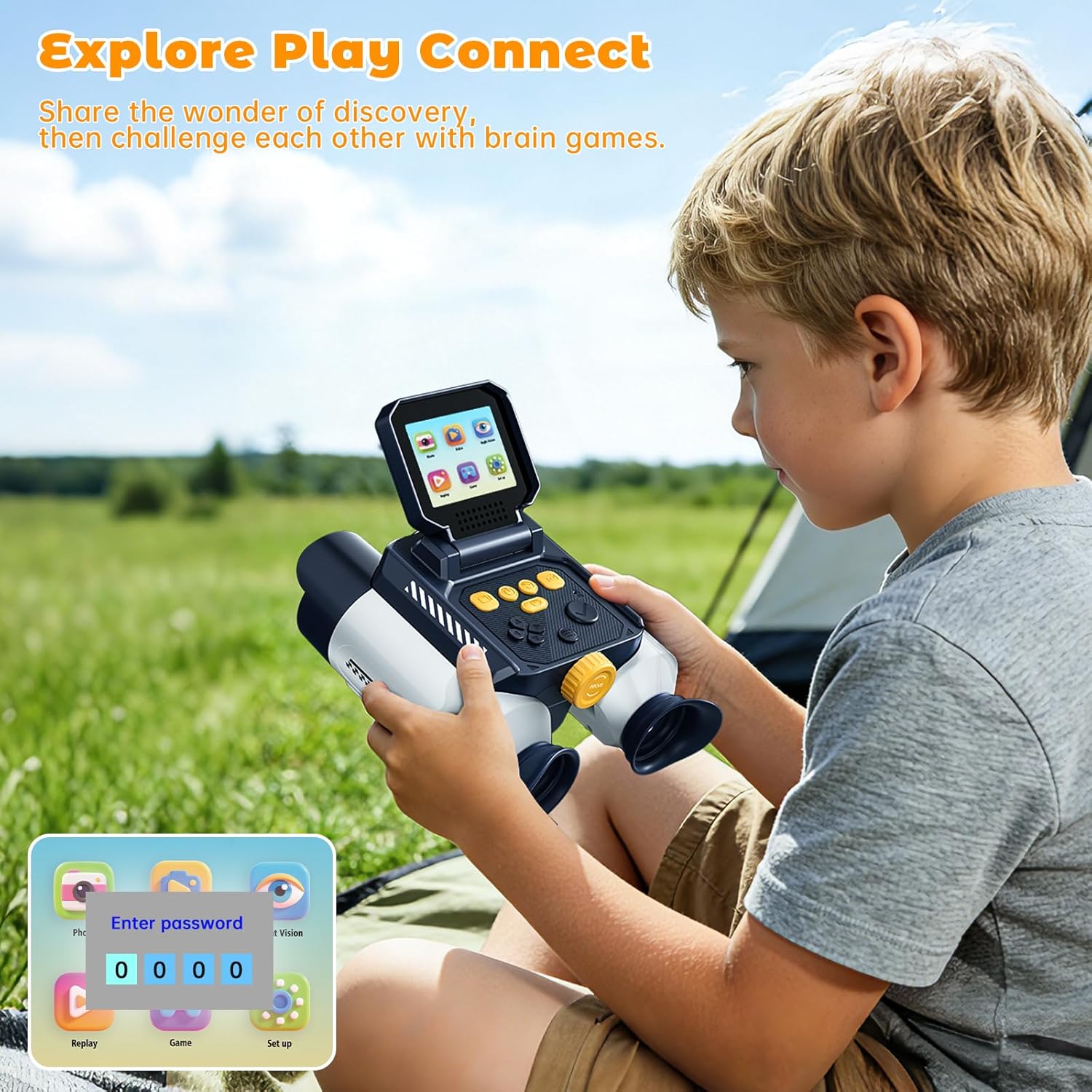 Binoculars for Kids with Night Vision - 48MP FHD Digital Camera Binoculars STEM Toy with 2.4" IPS Screen, 10X Optical Zoom, Rechargeable for 4-12 Years Old Boys & Girls, Outdoor Camping Birthday Gifts