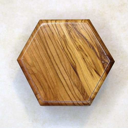 Miniatura 2 de Joyero grande de madera de olivo, caja de joyería hecha a mano, caja de regalo de madera tallada a mano en la Tierra Santa Jerusalén, regalo de