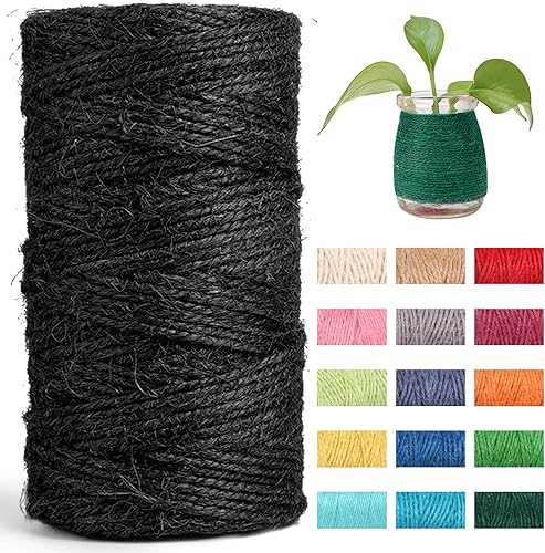 JeogYong Cuerda de yute de 0.079 pulgadas, 328 pies de grosor, cuerda de yute natural de 3 capas para manualidades, envoltura de regalos, embalaje,
