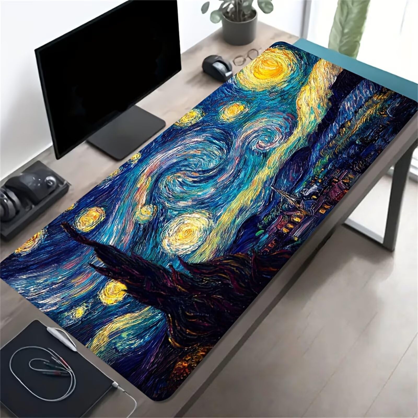 Tappetino Mouse da Gioco 1000x500x3mm, Cielo Stellato Mouse Pad XXL ad Alta Precisione e Velocità, Base in Gomma Antiscivolo Ultra-Grip, Tappetino per Scrivania Tastiera e PC