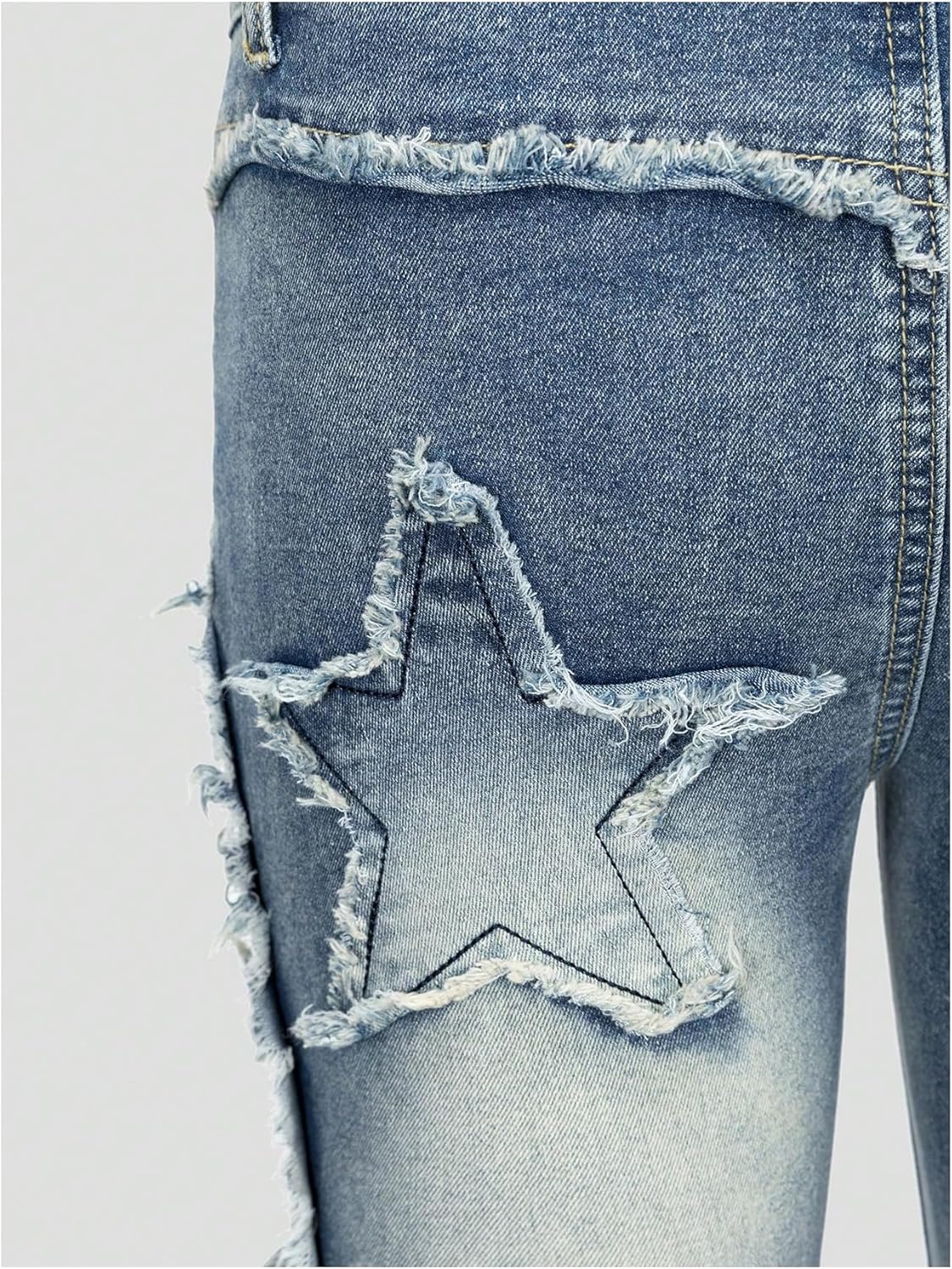 SHENHE Girl's Y2k Flare Jeans Frayed Hem Star Print Bell Bottom Vintage Jeans Denim Pants - Image 5