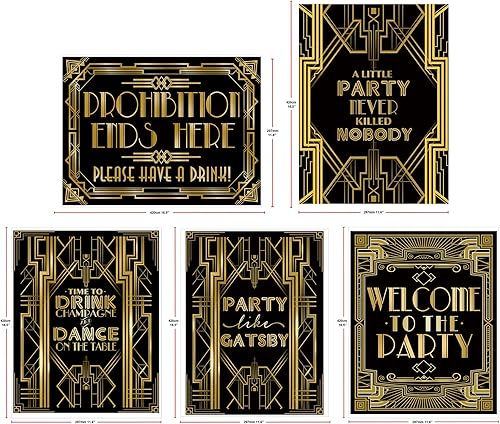 Miniatura 2 de Cartel Roaring 20s para cabina de fotos, 16 x 12 pulgadas, A3, paquete de 5 unidades