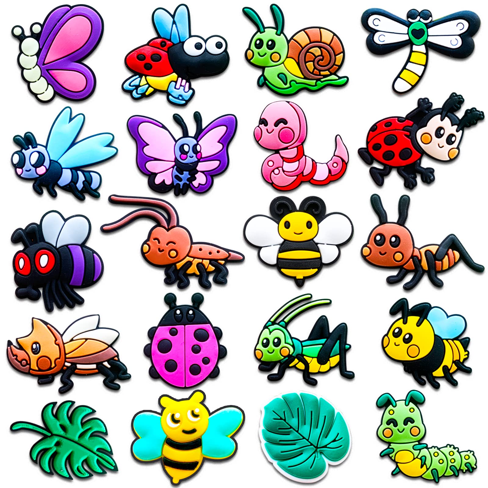 Garetheora20PCS Insects Shoe Charms for Clogs, Cutesy Bug Charms for Kids Girls Boys
