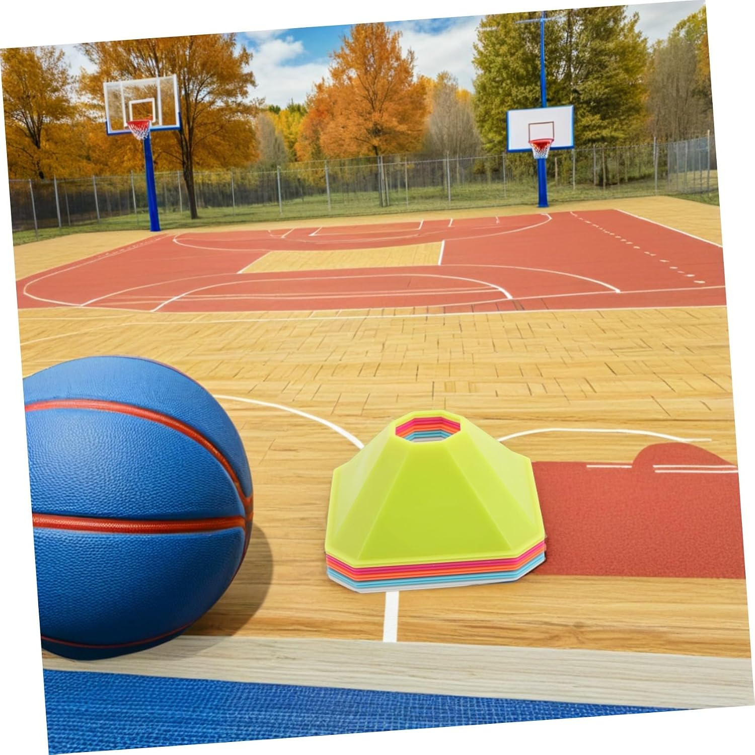 Pe Training Cones Lightweight and Portable 10pcs Octagonal Field Marking Equipment, Prevents Shifting for Basketball and Soccer for Outdoor Drills and Agility Training