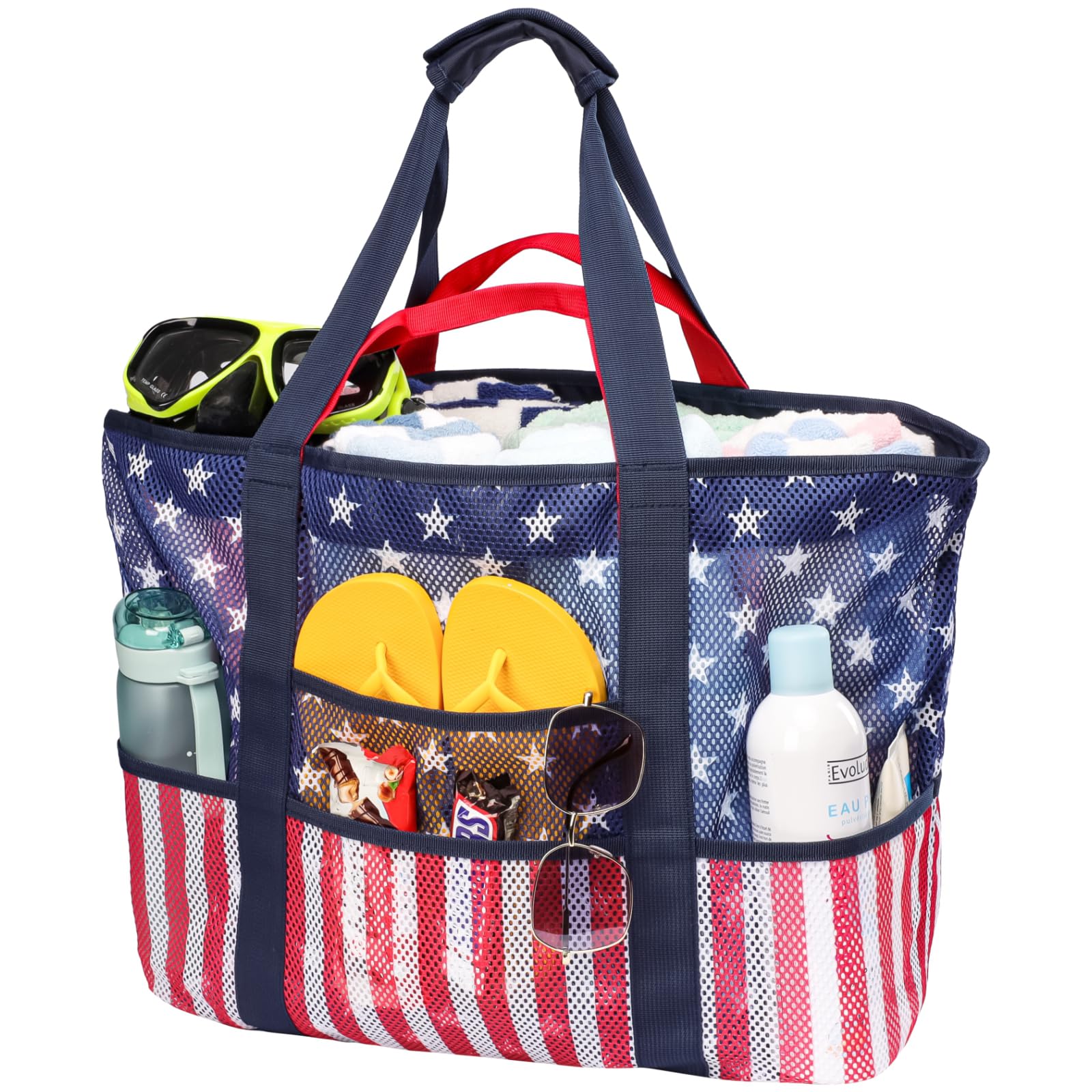 F-color Mesh Beach Bag Family - Large Tote Bag for Cruise Pool Toys Beach Vacation Essentials