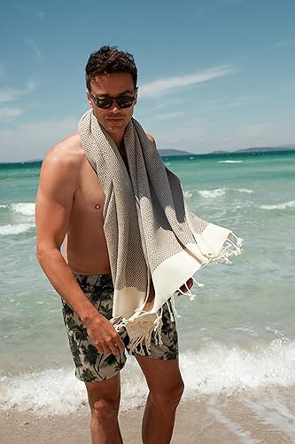 Miniatura 6 de Smyrna - Toalla de playa turca original de la serie Diamond, 100% algodón, prelavada, 37 x 71 pulgadas, toalla de baño turca para spa, playa,