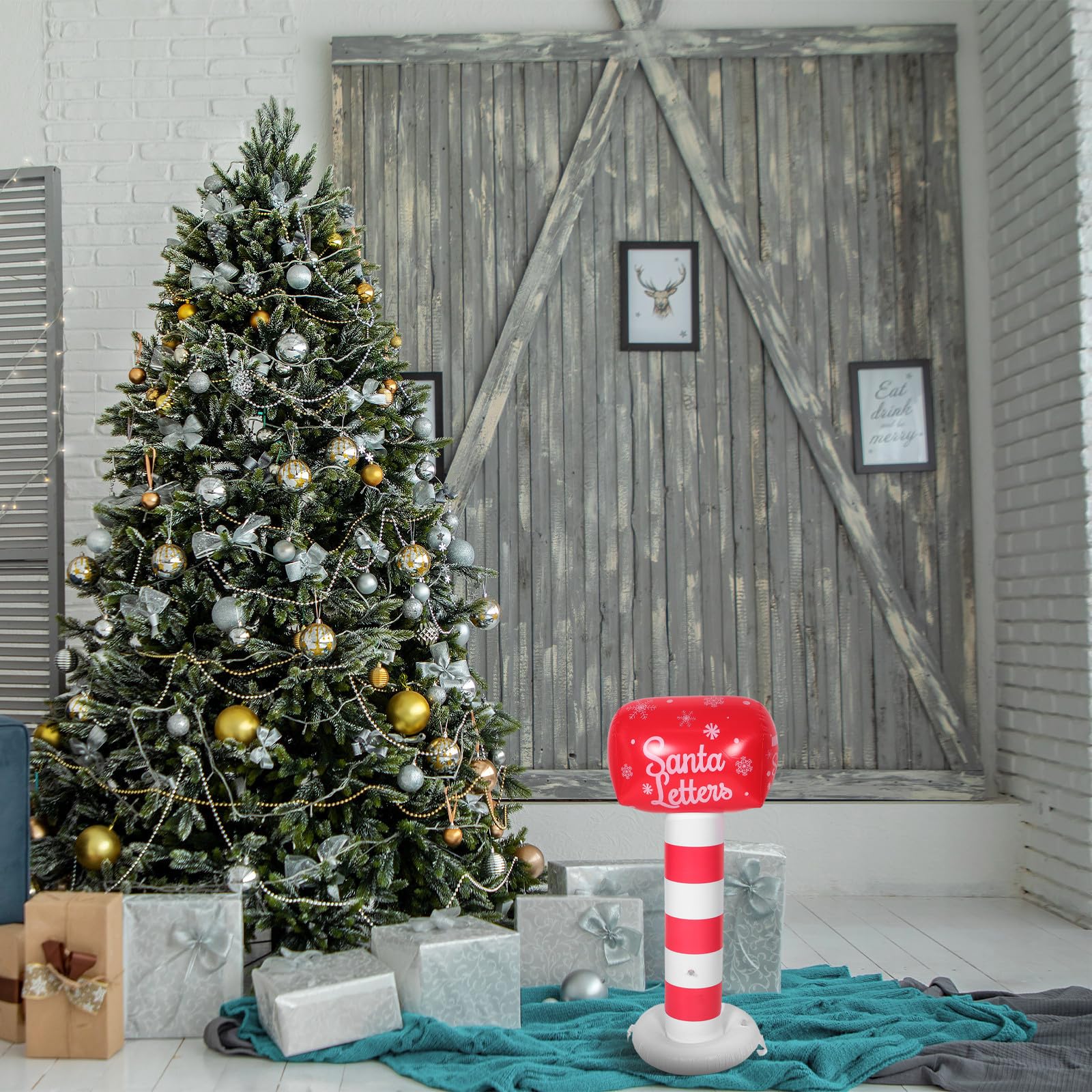 FRCOLOR 4 Pièces Boîte aux Lettres Gonflable de Noël sur Pied 42 Pouces