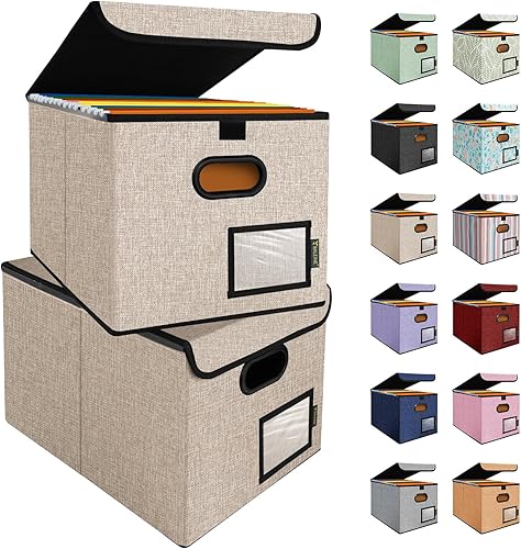 Miniatura 233 de BALEINE - Caja organizadora de archivos con tapa, organizador de carpetas plegable con riel de plástico, caja para carpetas colgantes para Gris