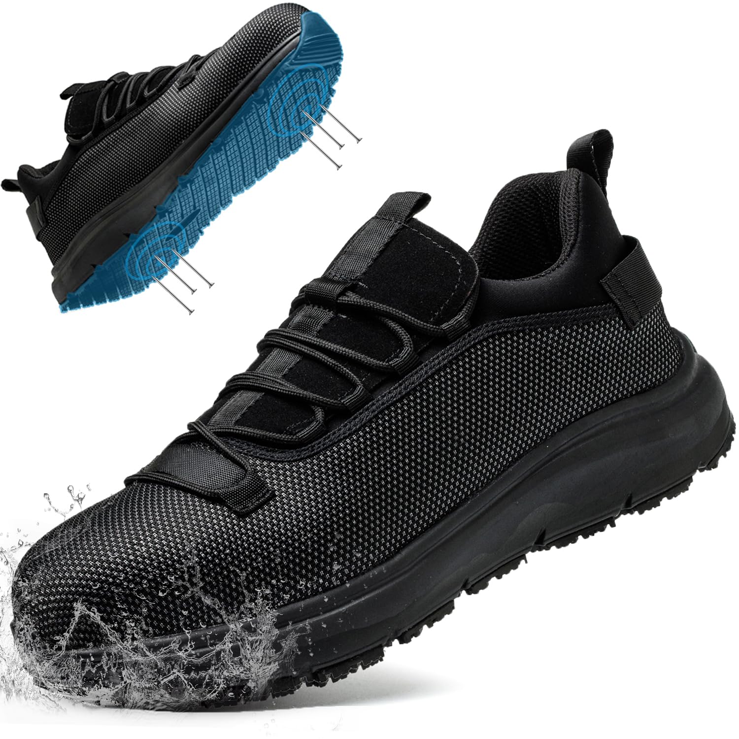 ulogu Non Slip Steel Toe Work Shoes for Men Women,Waterproof Lightweight Comfy Safety Roofing Sneakers