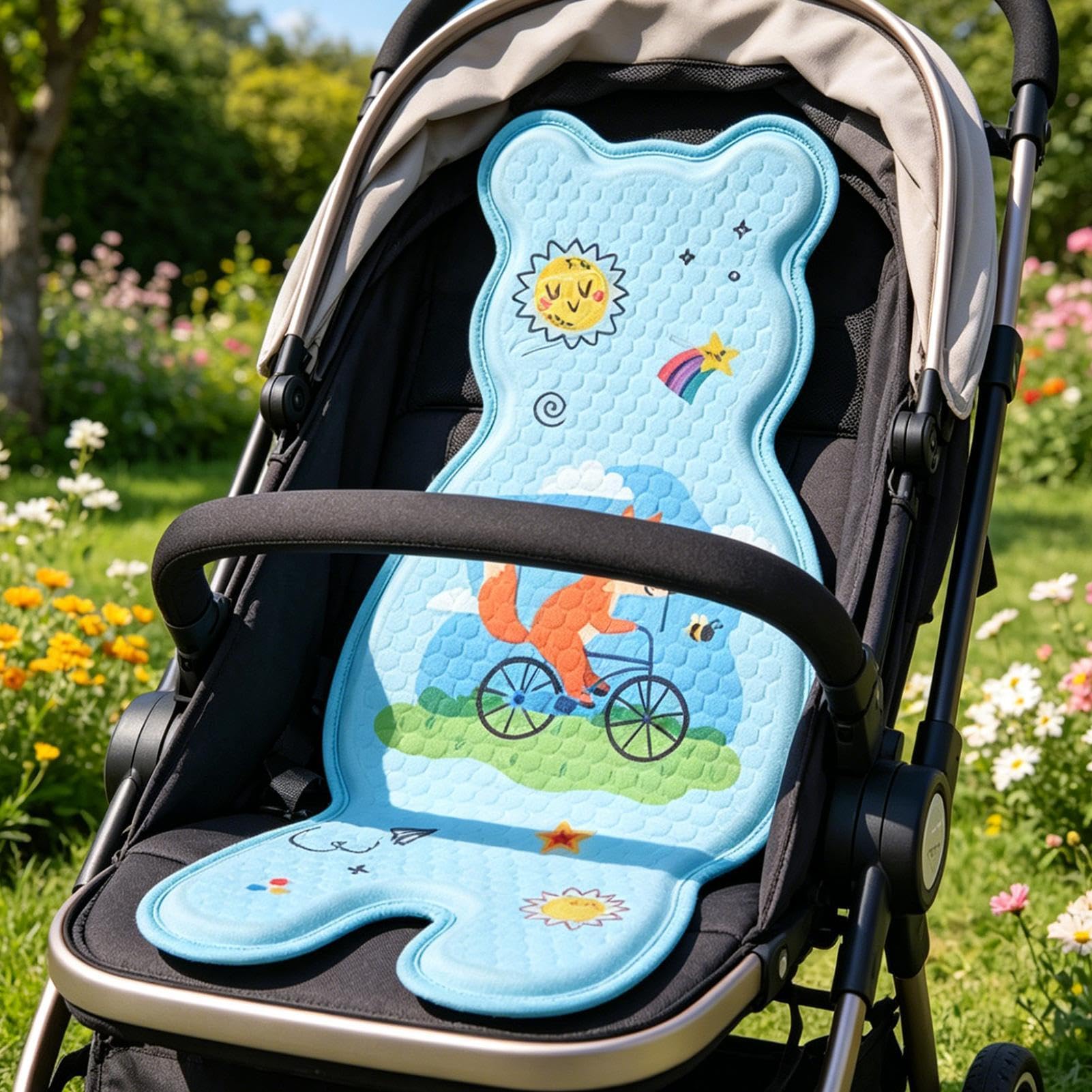 Kühlende Autositz-Auflage - Atmungsaktive Kinder Autositz-Auflage - Kühlunterlage - Für unterwegs sowie am , beim Camping, im Park und im Freien, für die Schaukel, den Stubenwagen und den Stuhl