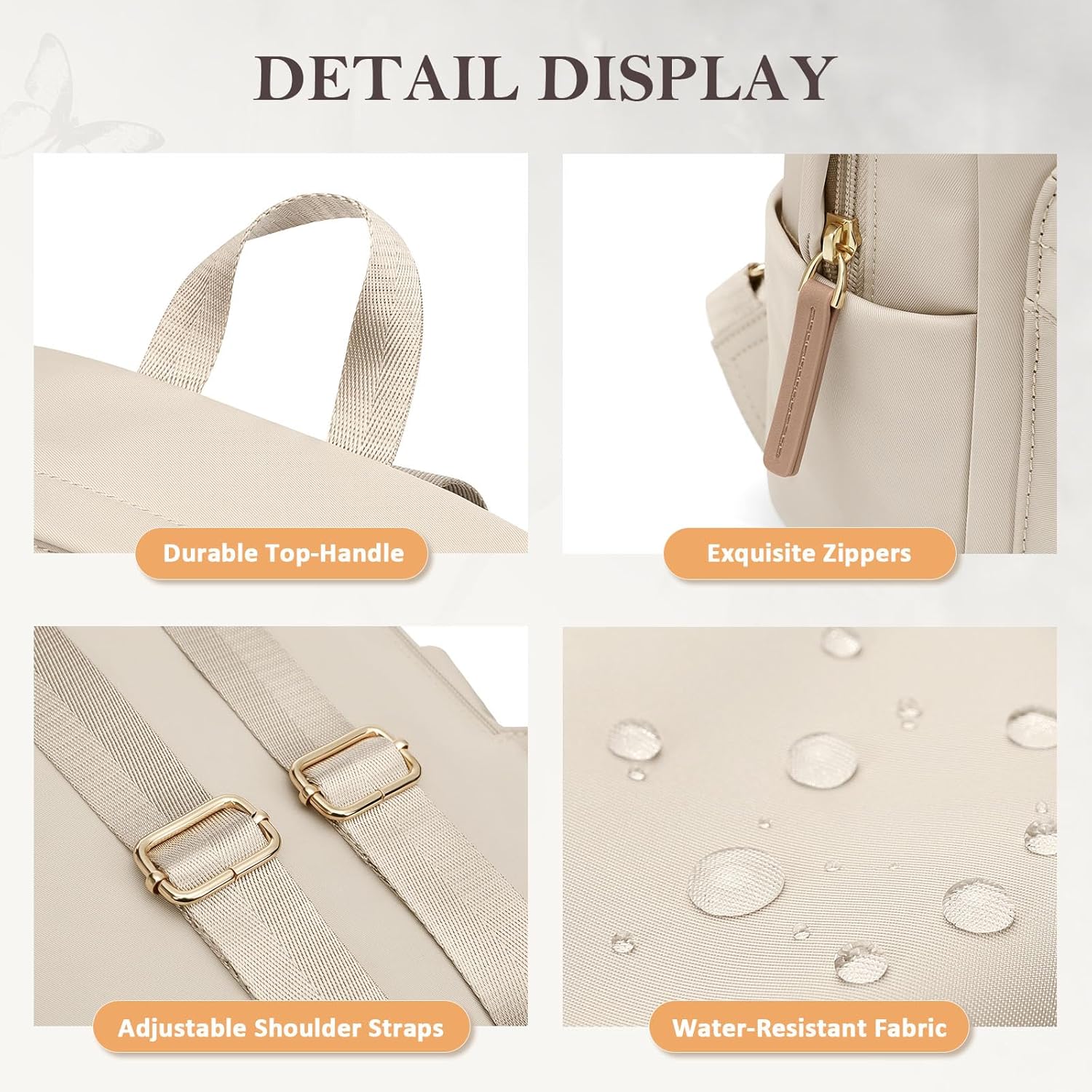 Mini Backpack for Women Lightweight Small Waterproof Backpack Purses Daily Daypack,fit 10.2Inch iPad,Apricot - Image 5