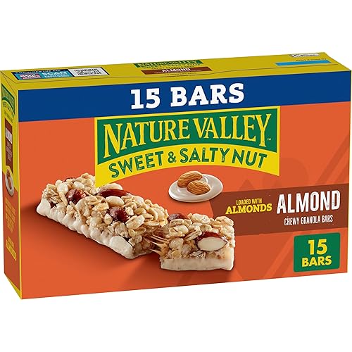 Nature Valley Barras de granola nueces dulces y saladas barras de granola de almendras 15 unidades