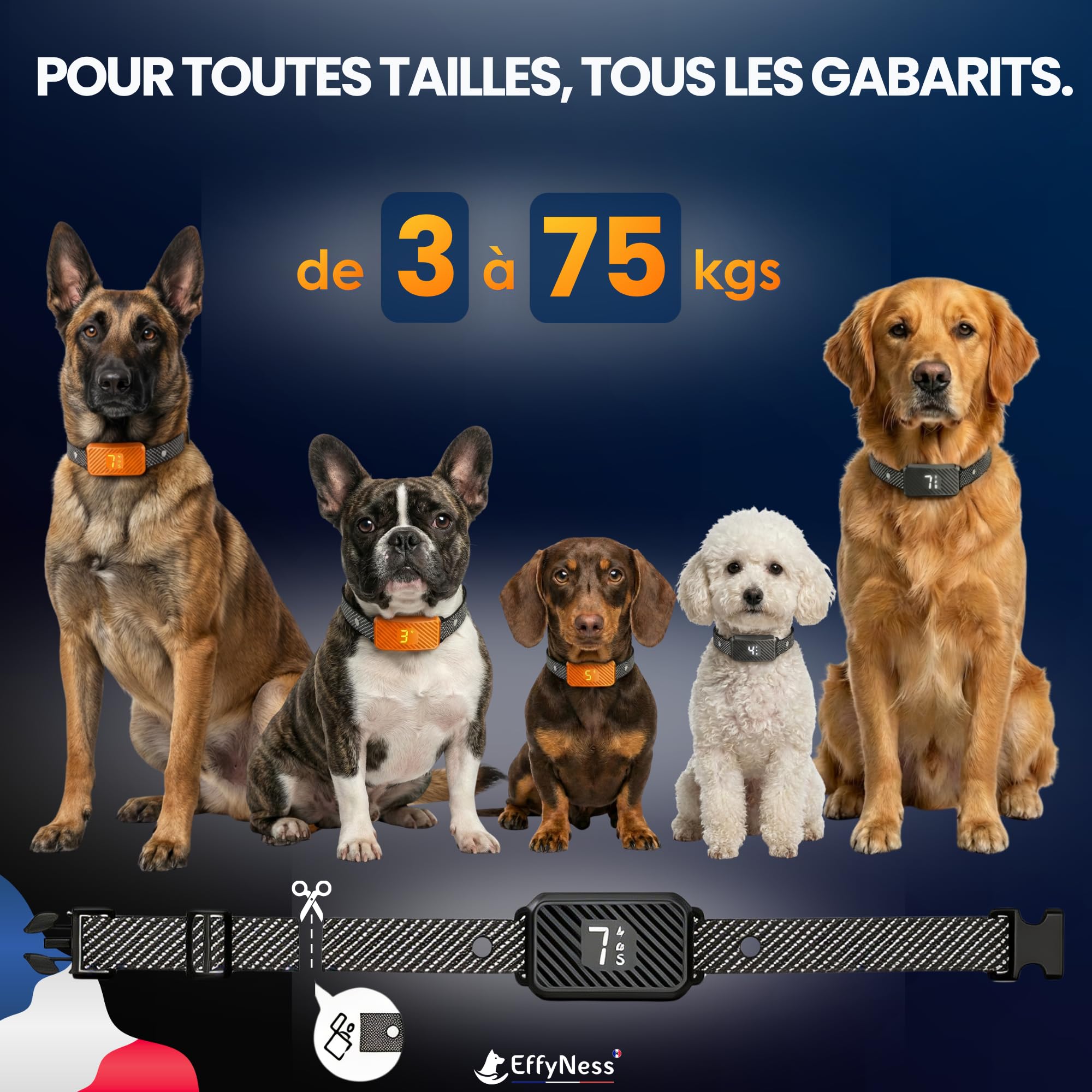 Collier Anti Aboiement Chien - Nouveau 2026 : Résultat Stop Immédiat - Automatique - Réglable - 3 Modes/7 Niveaux - Rechargeable - sans Douleur - Petits Gros Chiens - Electrique - Anti-Aboiement