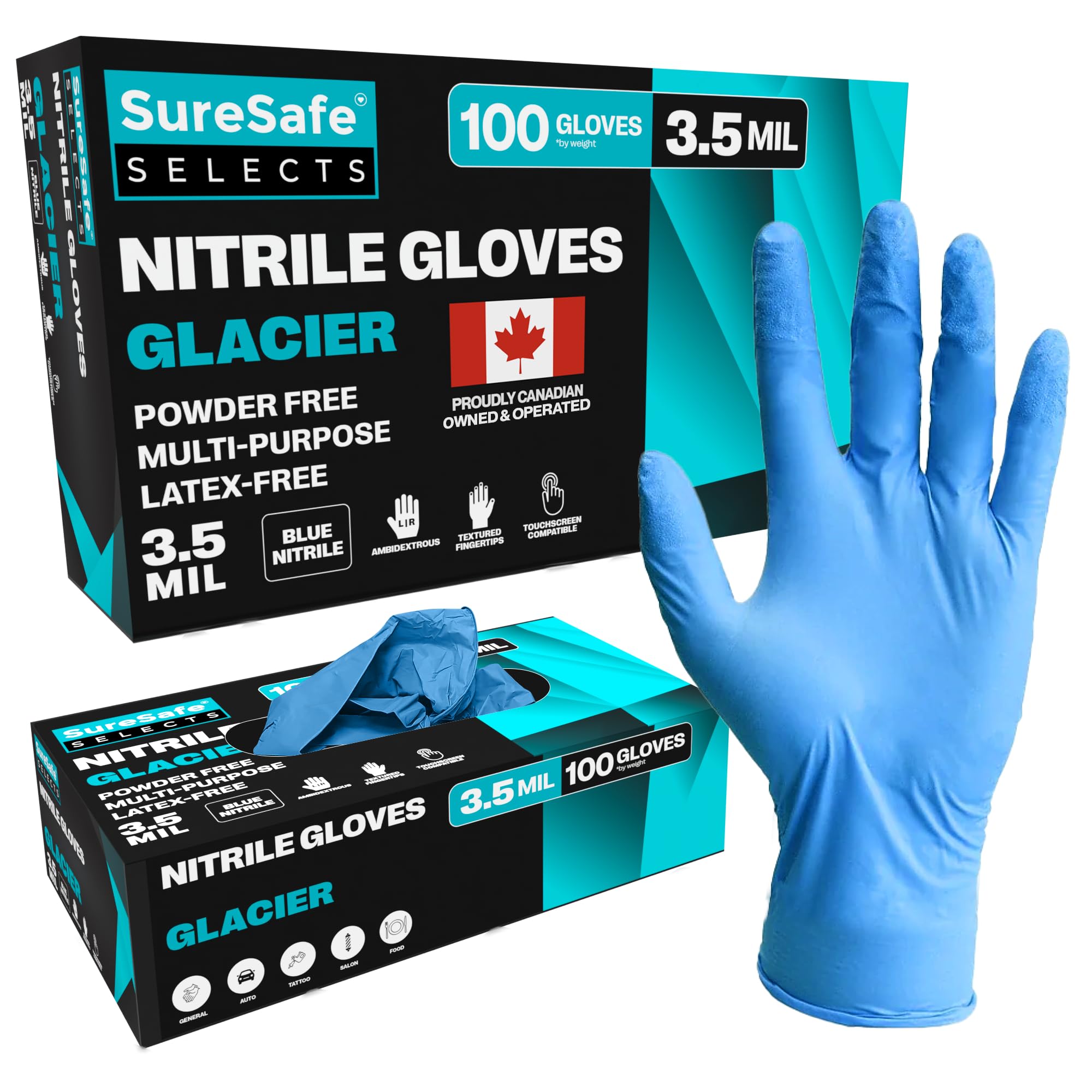 SURESAFE Blue Nitrile Gloves, 3.5 Mil Latex Free Disposable Gloves, Cleaning, Cooking, Kitchen, Working, Mechanics Gloves