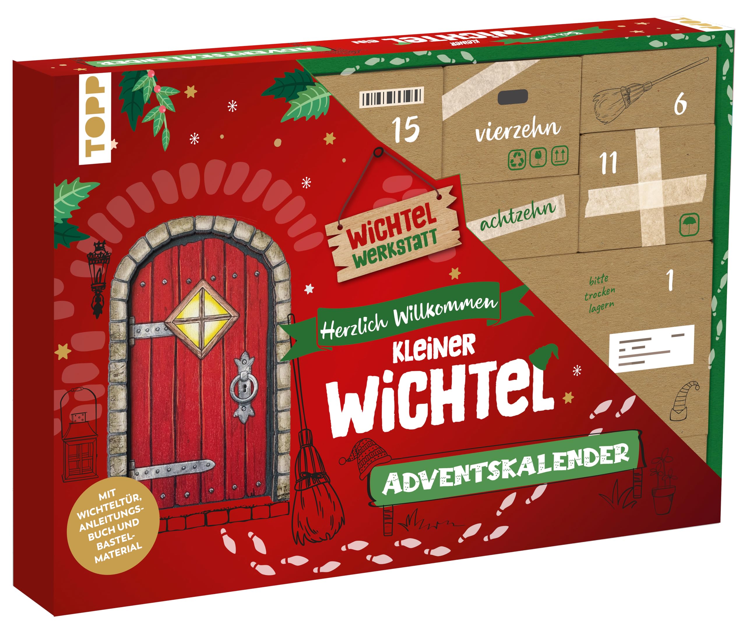 Bei uns zieht ein Wichtel ein - Adventskalender mit Wichteltür, Bastelmaterial und Anleitungbuch