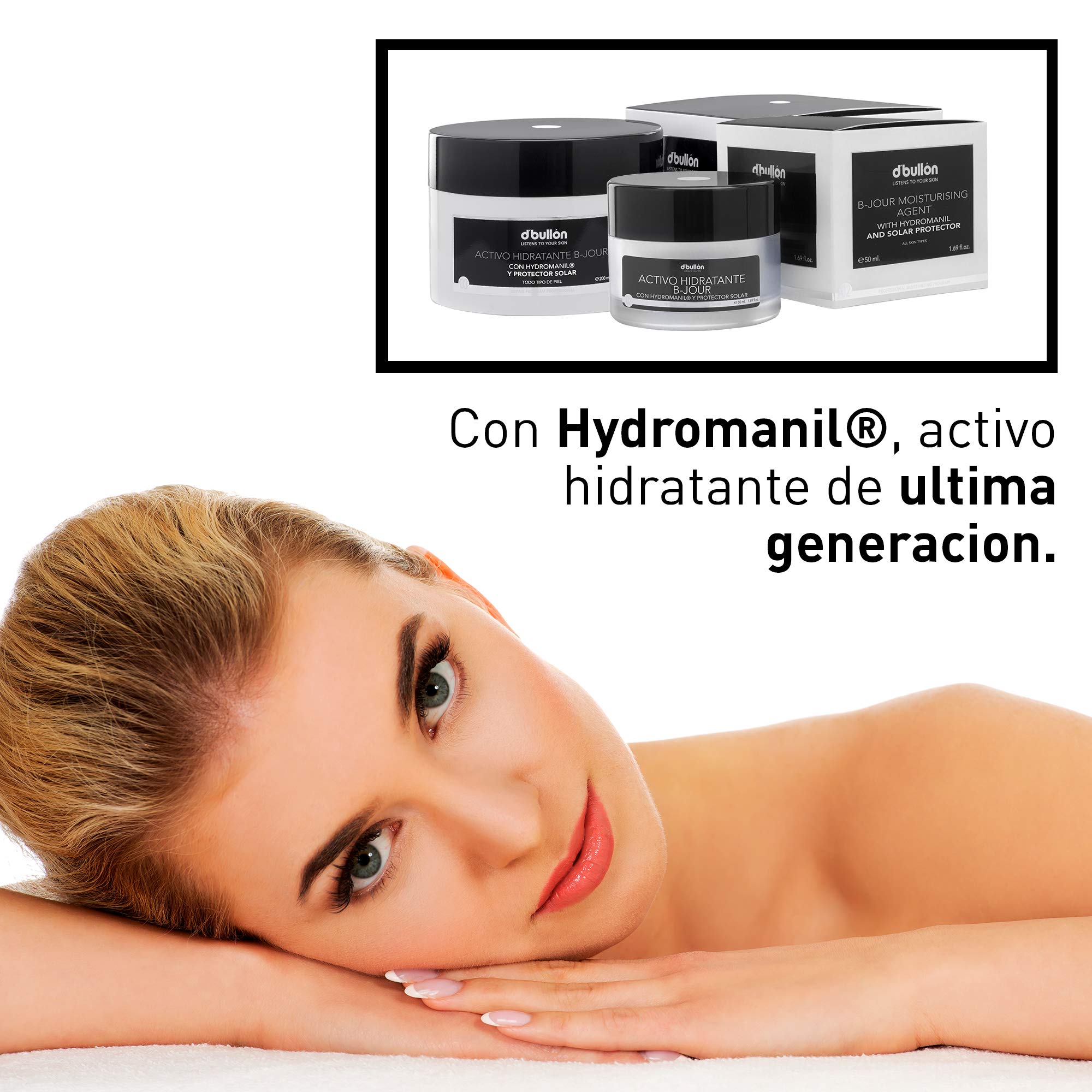 D'Bullón Crema Facial Activo Hidratante B-Jour, Protección Solar, Previene el Envejecimiento, Para Todo Tipo de Piel, 24h de Hidratación, 200 ml