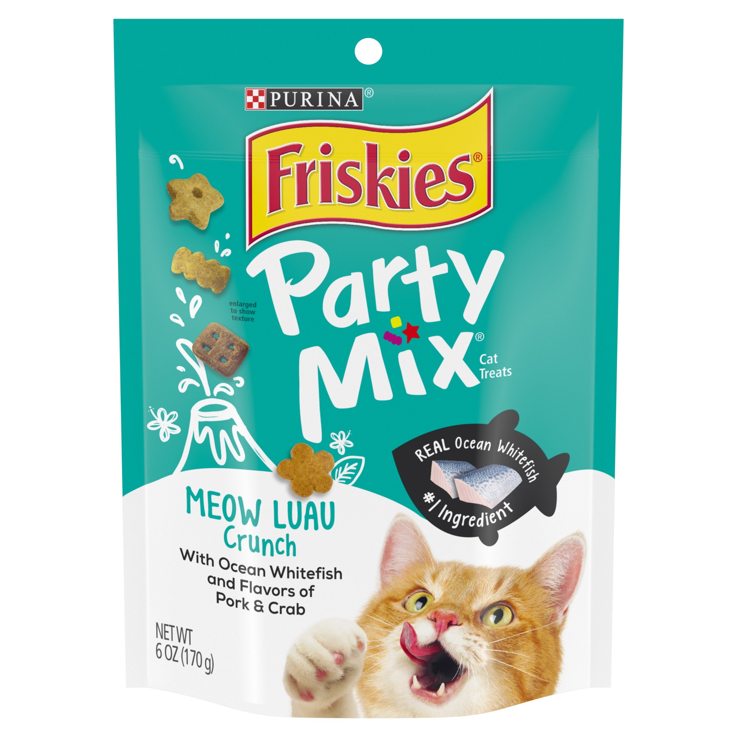 FriskiesPurina Made in USA Facilities Cat Treats, Party Mix Meow Luau Crunch - 6 Oz (Pack of 1)