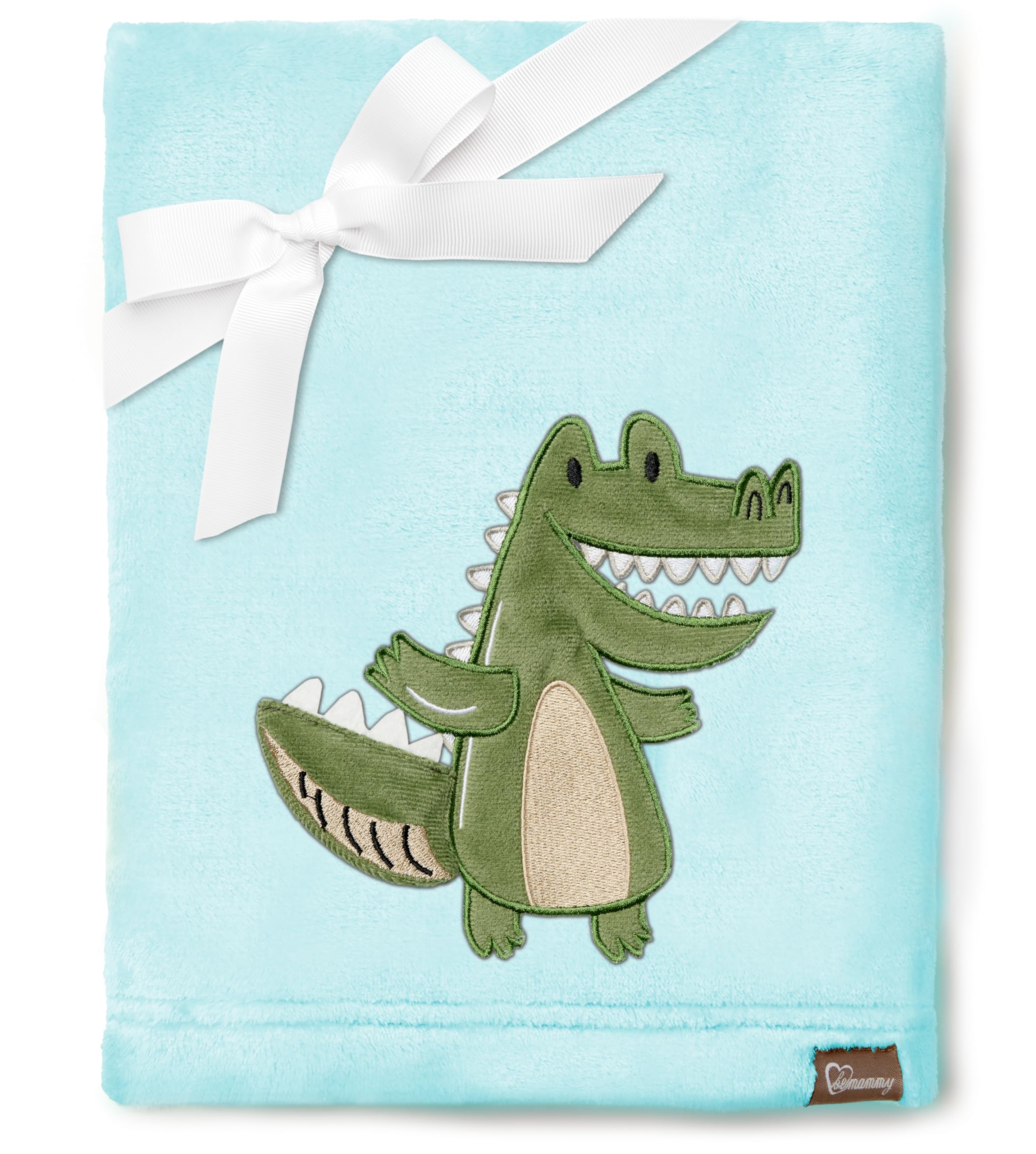 Be Mammy Warme Kuscheldecke Babydecke Blanket Baby Geschenk BE20-168 (Puderblau - Krokodil)