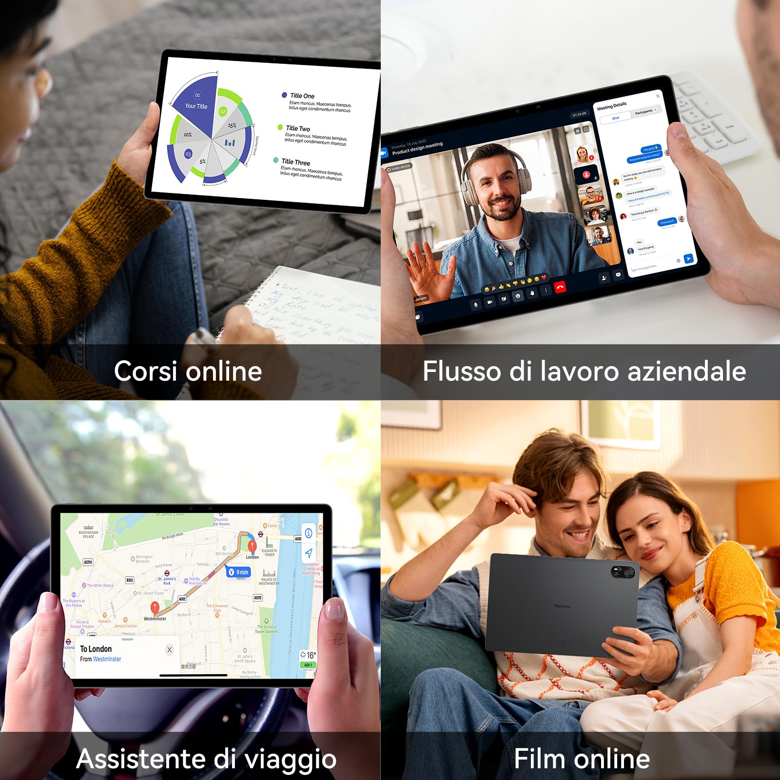 Blackview Android 16 Tablet da 13 Pollici MEGA8, 6GB RAM+128GB ROM, Display FHD 2K 90Hz Grande, Tablet PC da Gaming, Octa Core T620, Fotocamera Dual AI 50MP+13MP, Batteria 11000 mAh, 4G LTE+5G WiFi