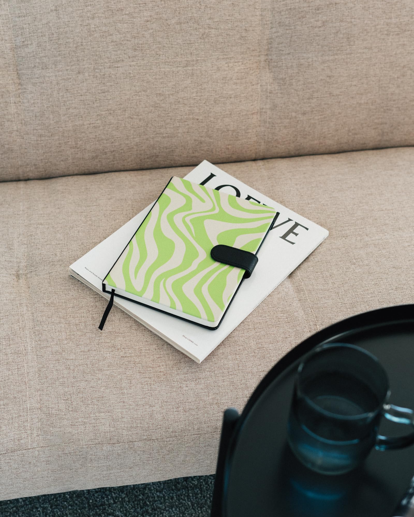 Kokonote Notebook A5 - Luxe Neon Tracks - Faux Leather Notebook A5, Dotted Notebook, Journal Notebook, A5 Sketchbook, A5 Notebook Hardback/University Stationery, Cute Stationery