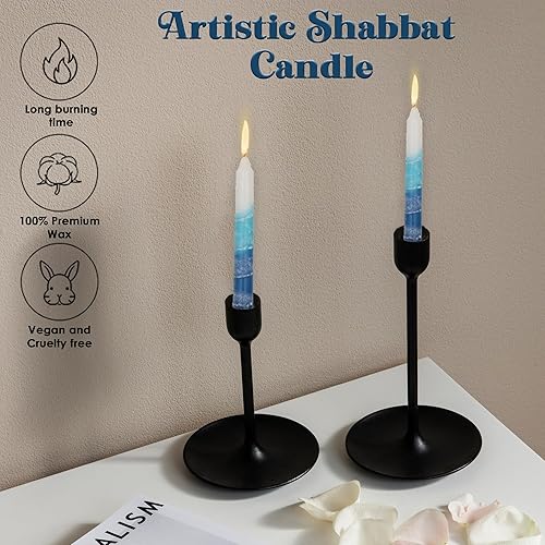 Miniatura 69 de Majestic Giftware /Safed Candles - Paquete de 12 velas Shabat (SC-SHTR-T) Velas tradicionales de Shabat hechas a mano de 5 pulgadas sin goteo Se