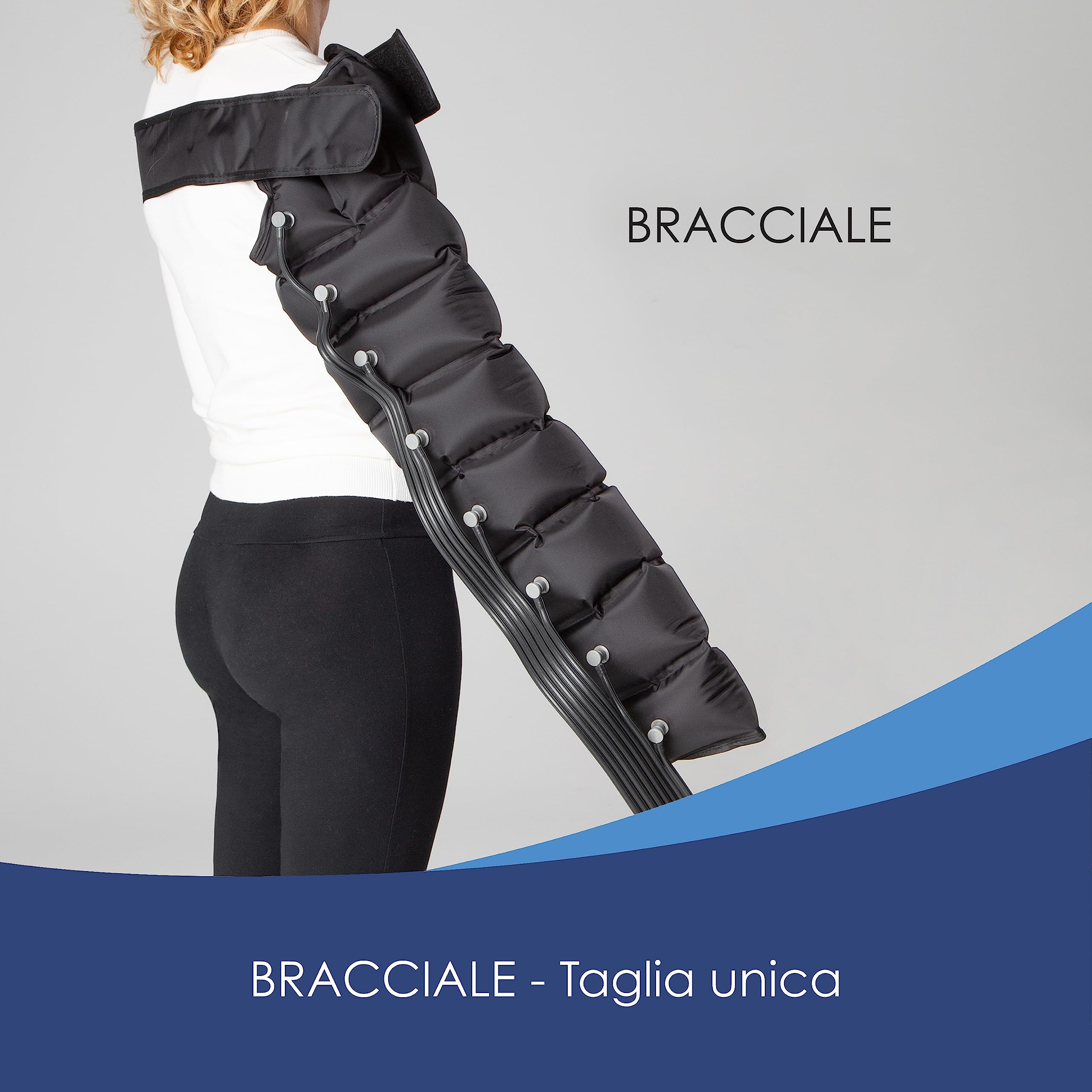 Dinamicamed ® PRO 8.0 Pressoterapia Linfodrenaggio Professionale Digitale Classic, Pressoterapia per Casa con 6 Programmi di Lavoro, Massaggio Linfodrenante a 8 Camere con Pantalone lungo e Bracciale