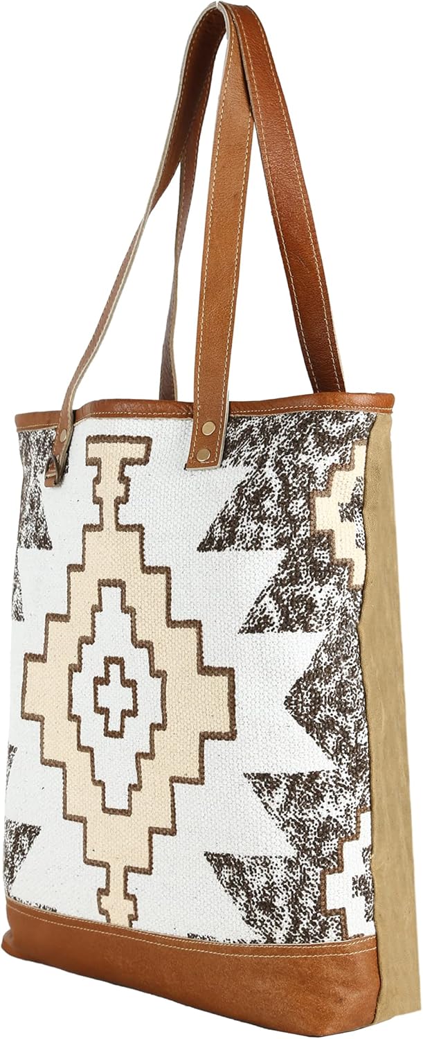 KPL Sel De Mer Upcycled Canvas and leather Hand Bag Cowhide Tote Bag shopping bag carry on leather bag