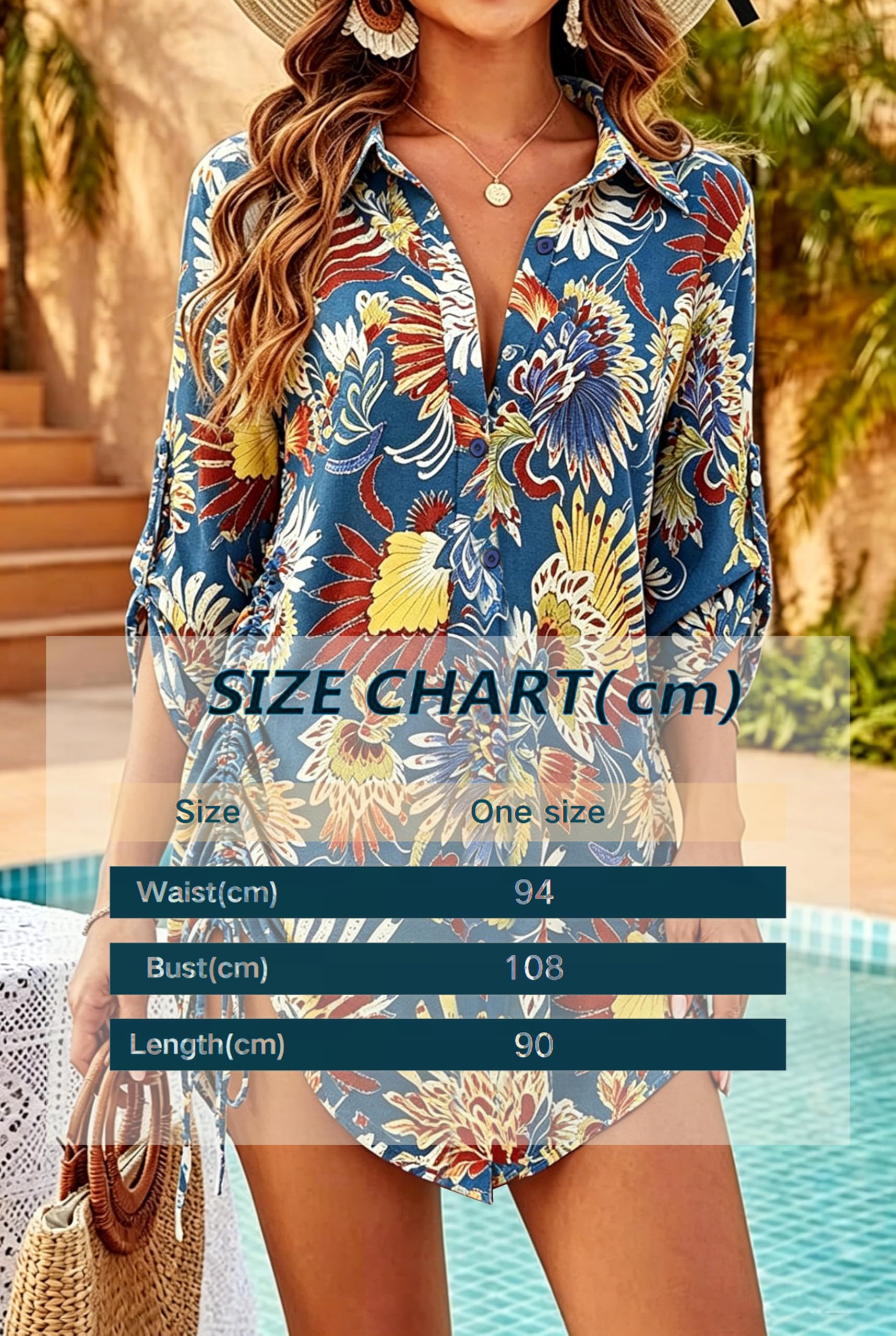 Copricostume Donna Mare Camicetta Costume da Bagno Beach Dress Curvy Scollo a V Camicia Lunga Estiva Elegante Copricostume da Bagno per Piscina