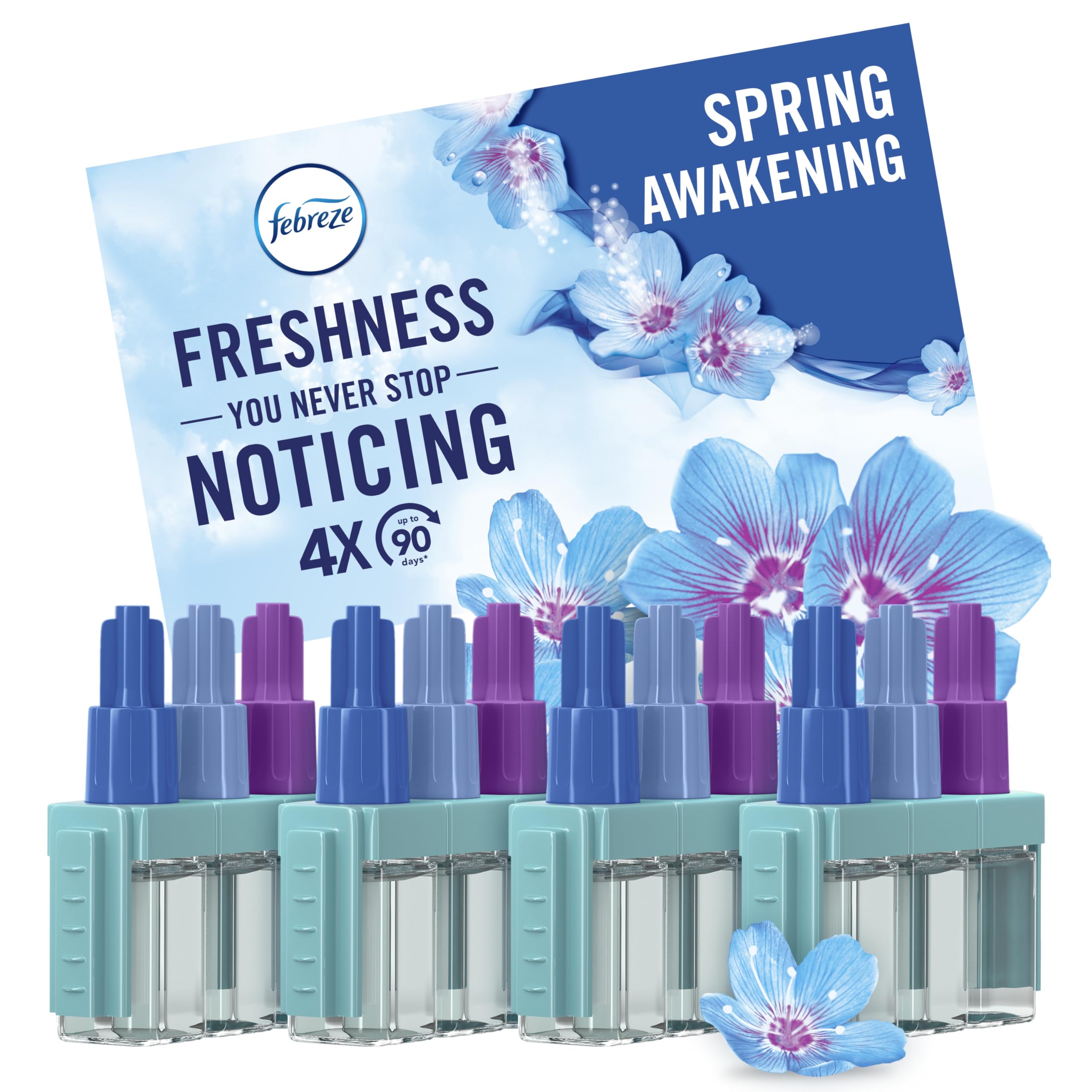 Febreze 3Volution Air Freshener Plug-In Refills, 4 Refills (20ML x 4), Lenor Spring Awakening, 3 Alternating Scents to Fight Odours