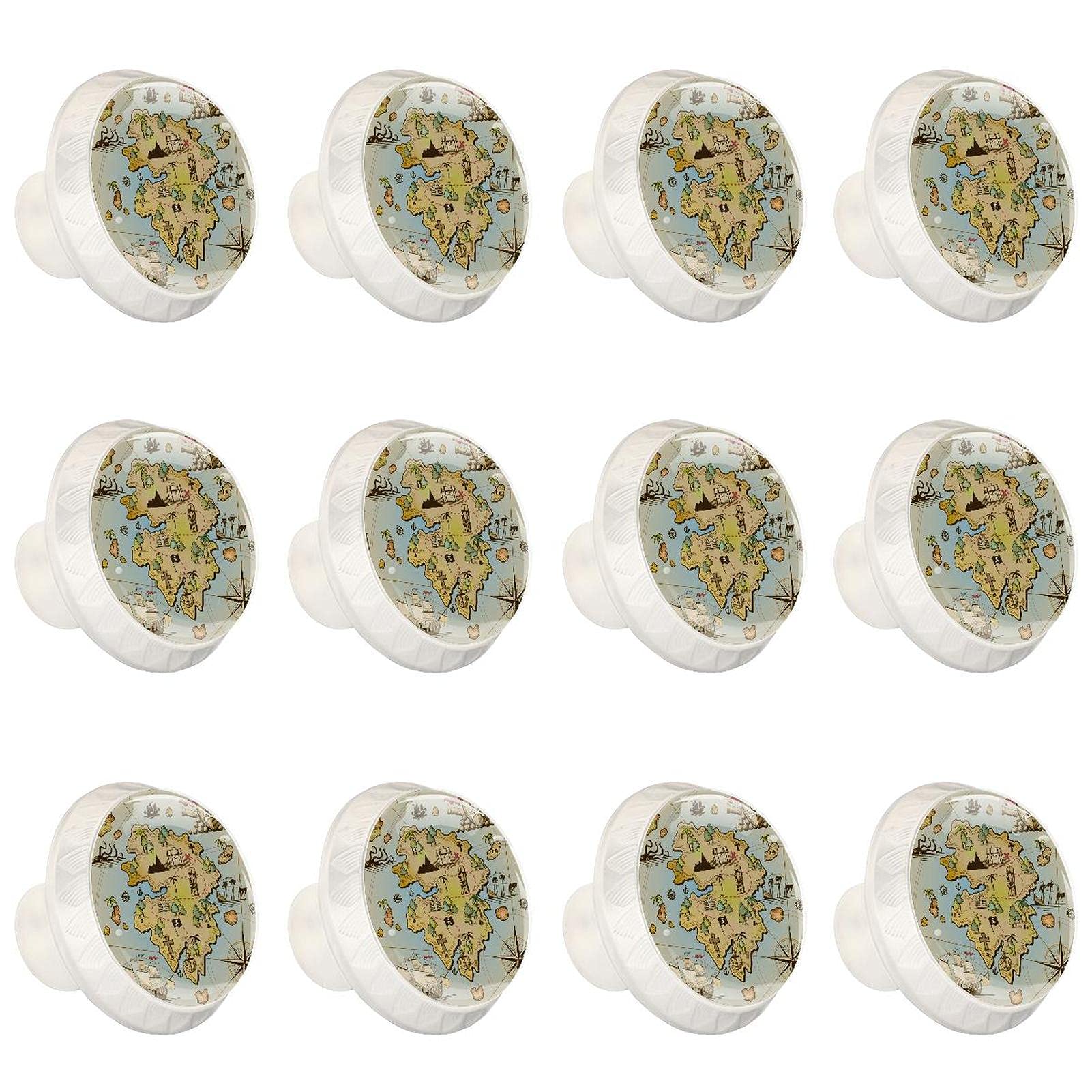 Boutons de tiroir carte du monde lot de 12 pour réparer et embellir un meuble usé
