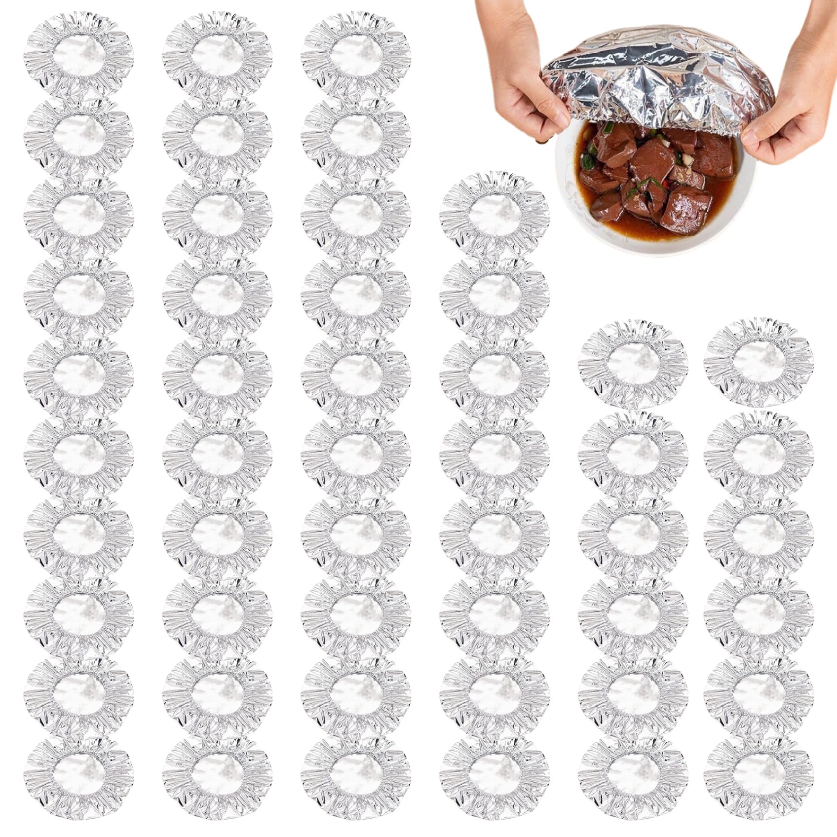 Ginwrek Bowl Covers 50PCS Reusable Aluminum Foil Food Covers 8in Insulation Food Stretch Reusable for Kitchen Dishes