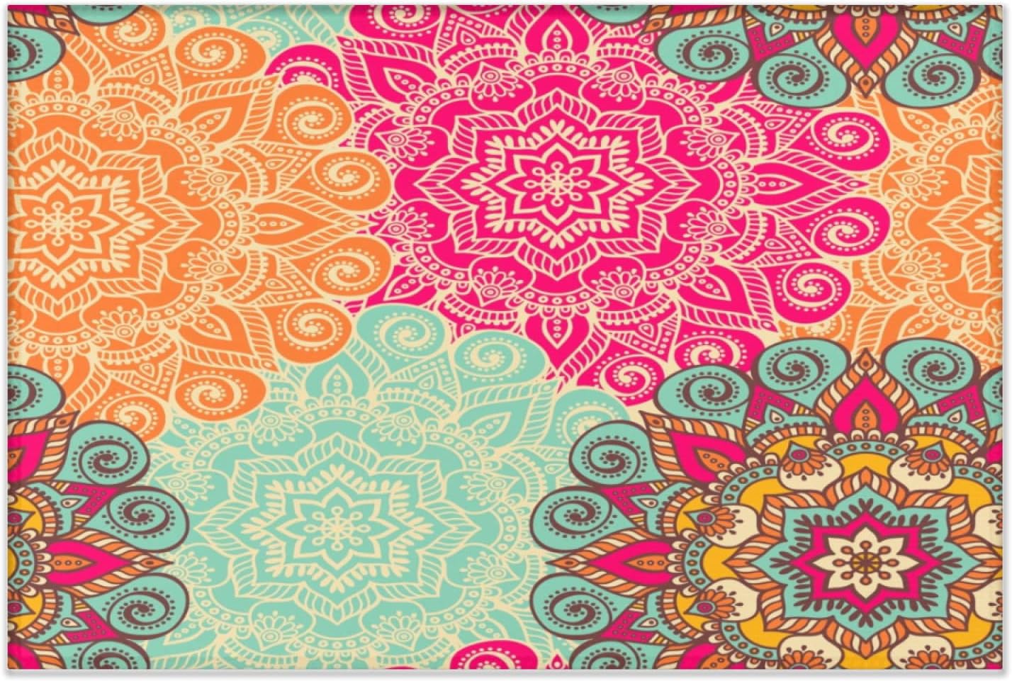 4 x 6 Colorful Boho New Year Flower Super Soft Area Rug for Kids Baby Nursery, Nursery Children Kids Girls Room Home Decorative, Non-Slip Non-Shedding Print Floor Carpet