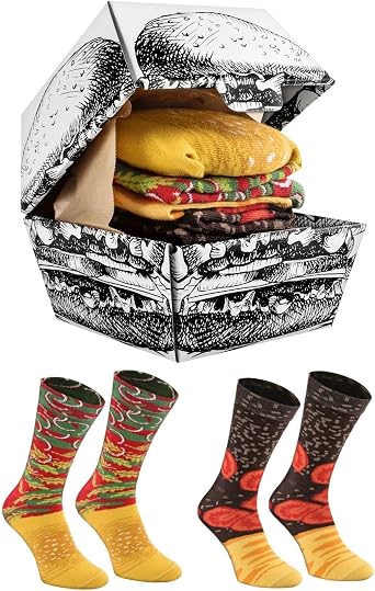 Rainbow Socks - Men Women Funny Burger Socks Box - 2 Pairs