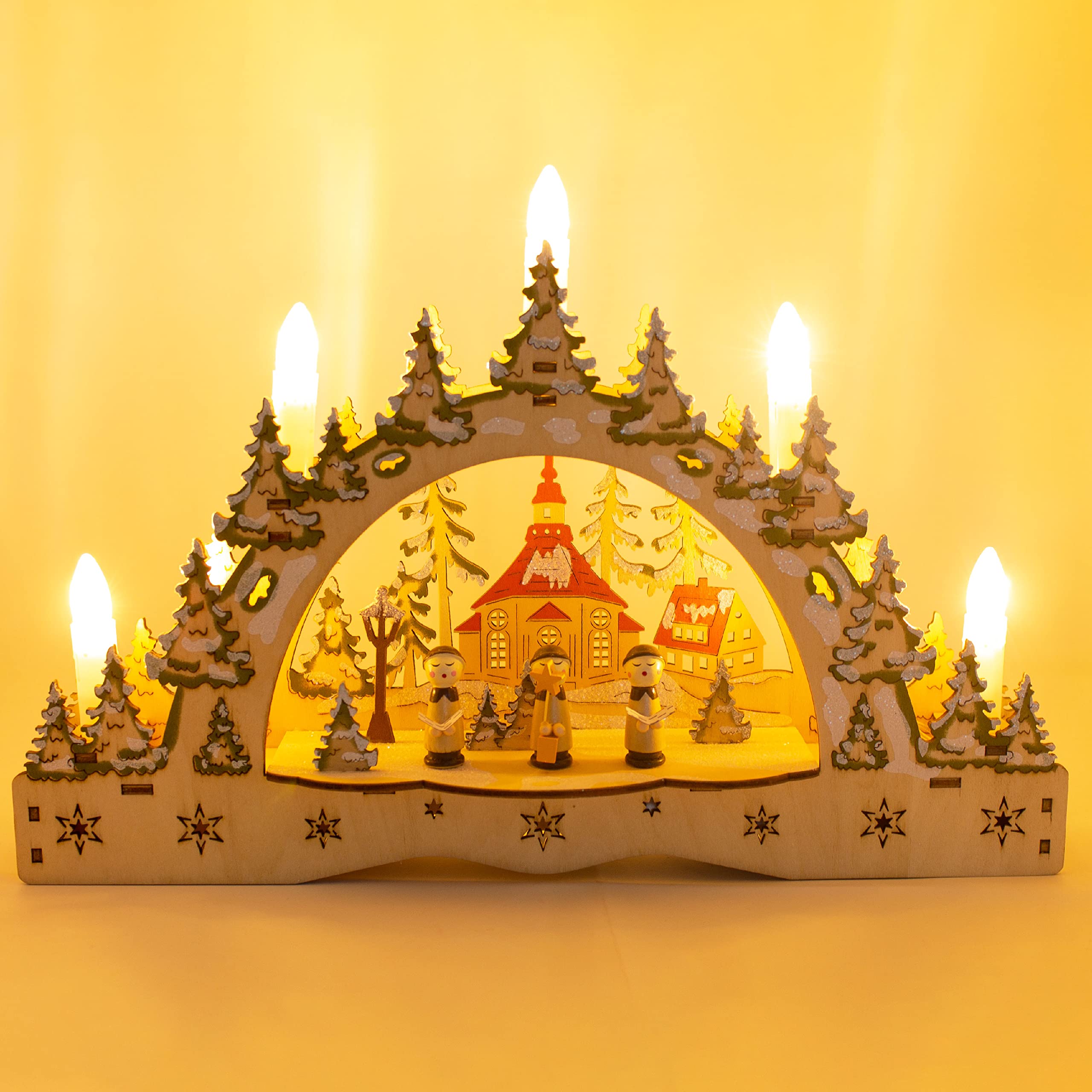 ToCi LED Candle Arch with Choir Motif, 5 LED Candles for Christmas Decoration Window & Table Decor, Indoor Use - Image 2
