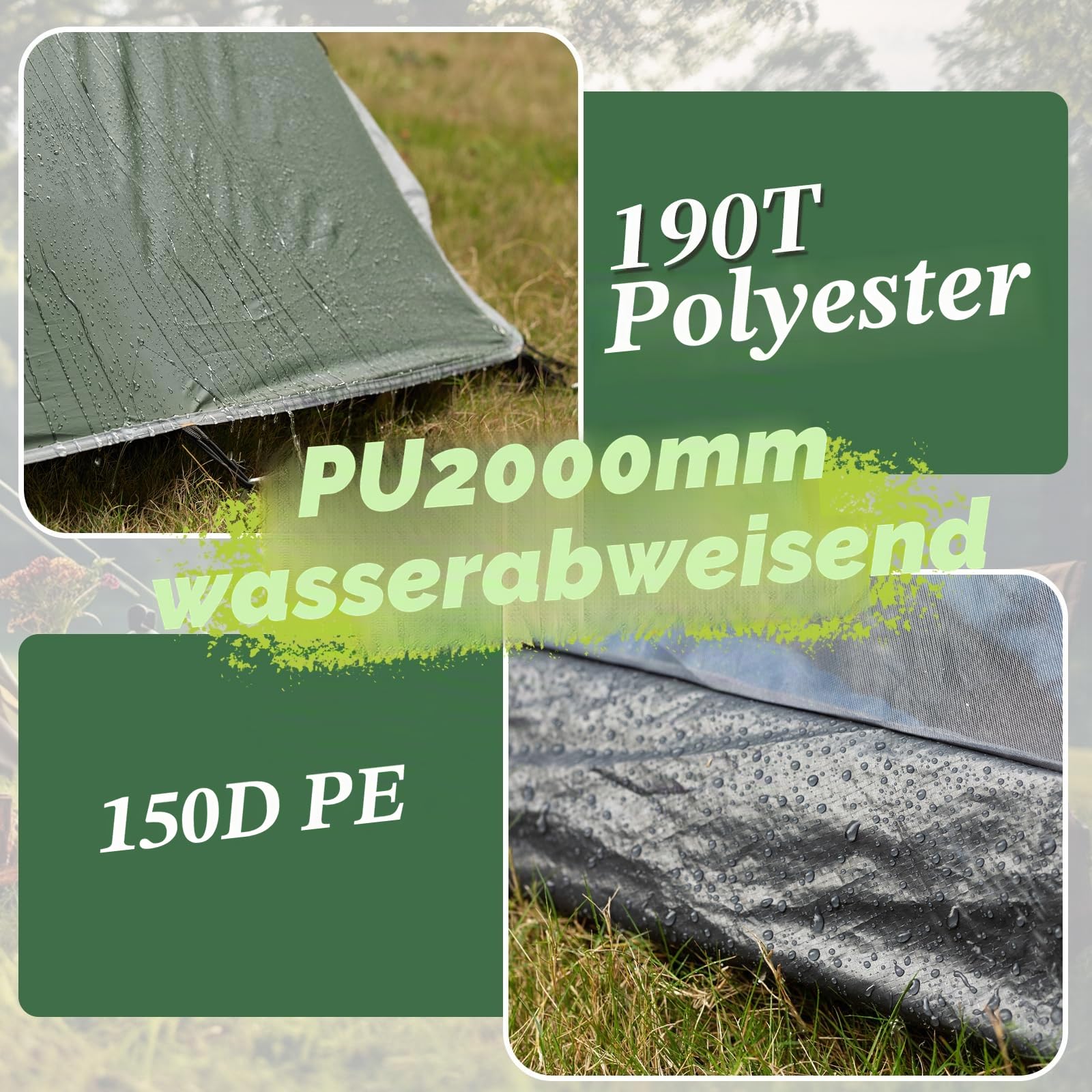Zelt, Kuppelzelt 1 Person, Schneller Aufbau, Ultra-leicht biwakzelt, Wasserdicht, Kleines Packmaß, für Camping, Trekking, Outdoor, Festival