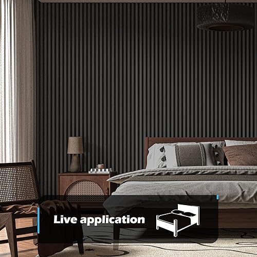 Miniatura 2 de Art3d Paquete de 2 paneles acústicos de madera de 108 x 12 pulgadas para pared, paneles de listones de madera insonorizados para pared y techo,