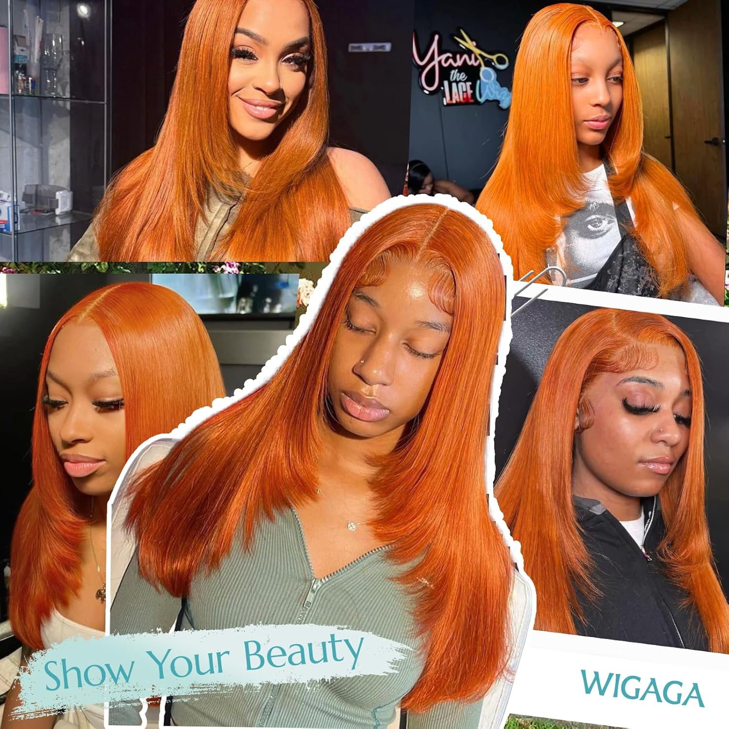 Ginger 13x4 HD Lace Front Wig Synthetic 26 Inch Straight Pre Plucked Glueless Wig with Layered Hair for Black Women