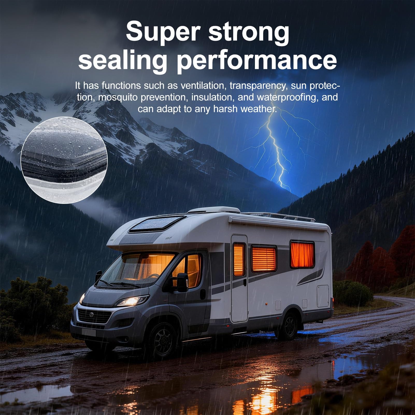 50x50cm Premium Wohnmobil Dachfenster / Dachluke / Dachhaube – 2V LED + UV-Schutz + Insektenschutz,70° Öffnung & Doppelfunktion,Für Camper, Wohnwagen, Caravan, Boot(19.7"x19.7")