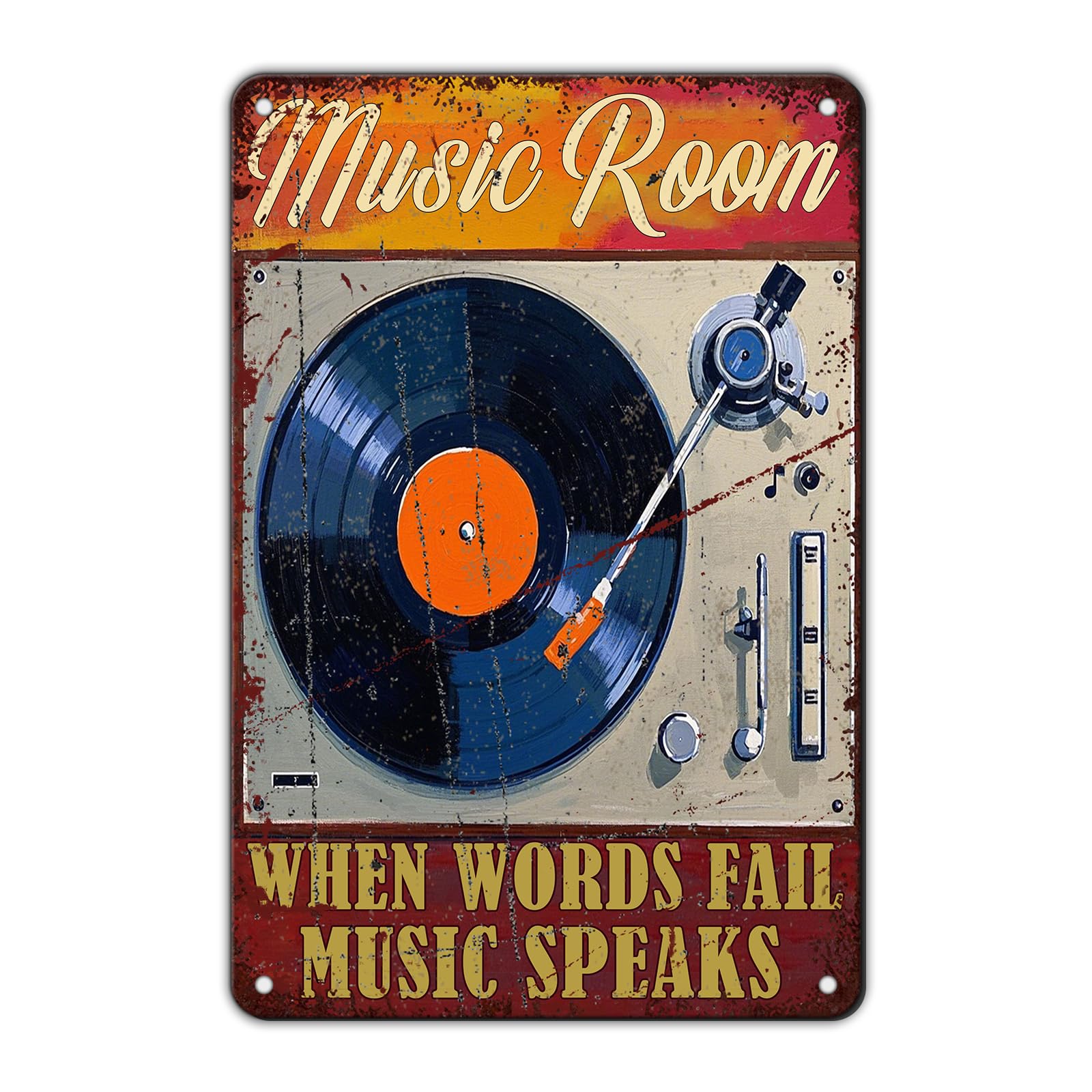 KIYOYO Vintage Vinyl Record Metal Tin Sign 12x8 Inch Novelty Music Room Iron Sign Music Record Poster Home Kitchen Garden Bar Restaurant Coffee Are
