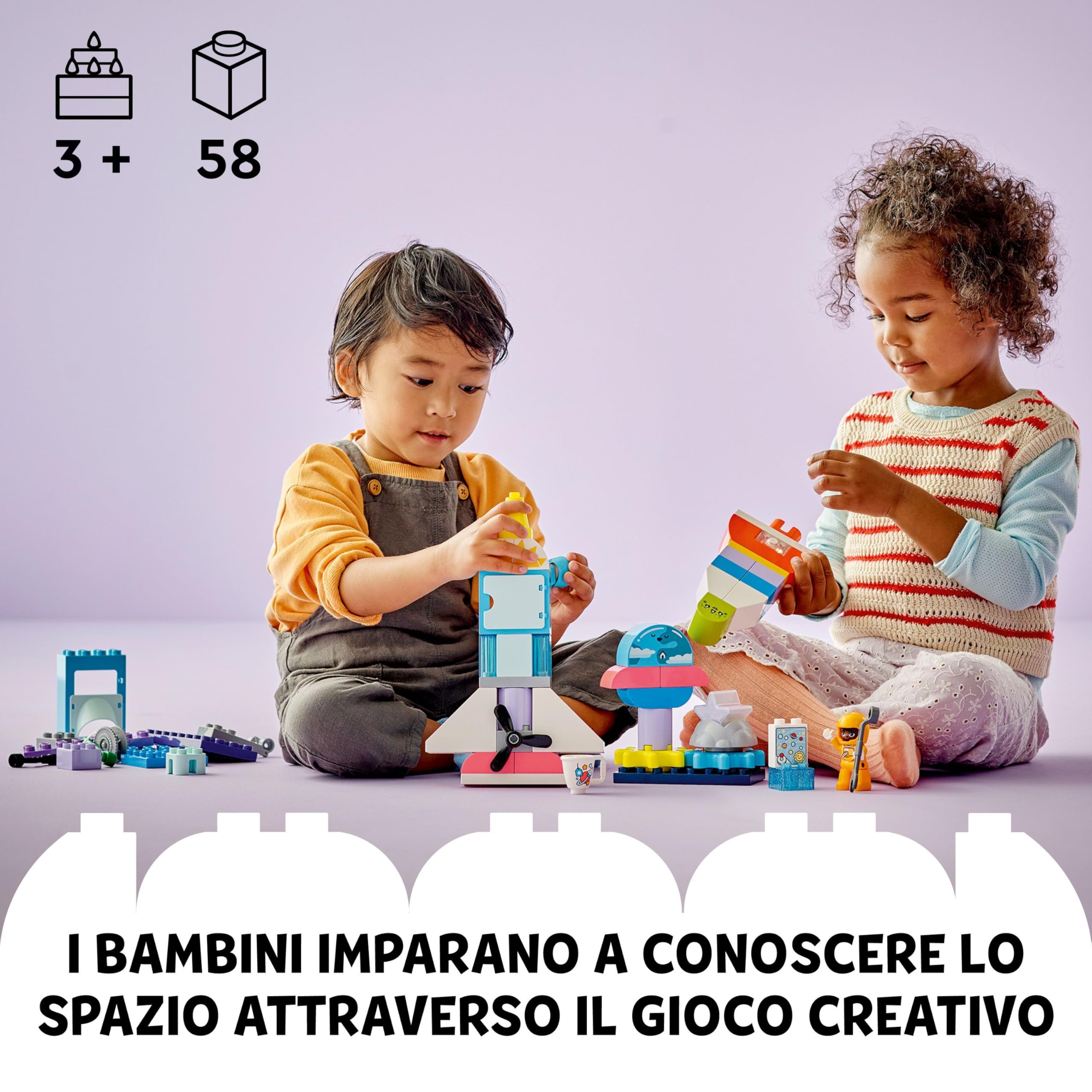 LEGO DUPLO Avventura dello Space Shuttle 3 in 1, Astronave Giocattolo da Costruire, Gioco Educativo per Bambini e Bambine da 3 Anni in su, Razzo Spaziale Didattico per i Fan della Scienza 10422