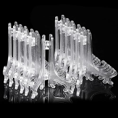 Miniatura 3 de Boao 24 soportes de exhibición de plástico para caballete para fotos en bodas, decoración del hogar (transparente, 5 pulgadas)