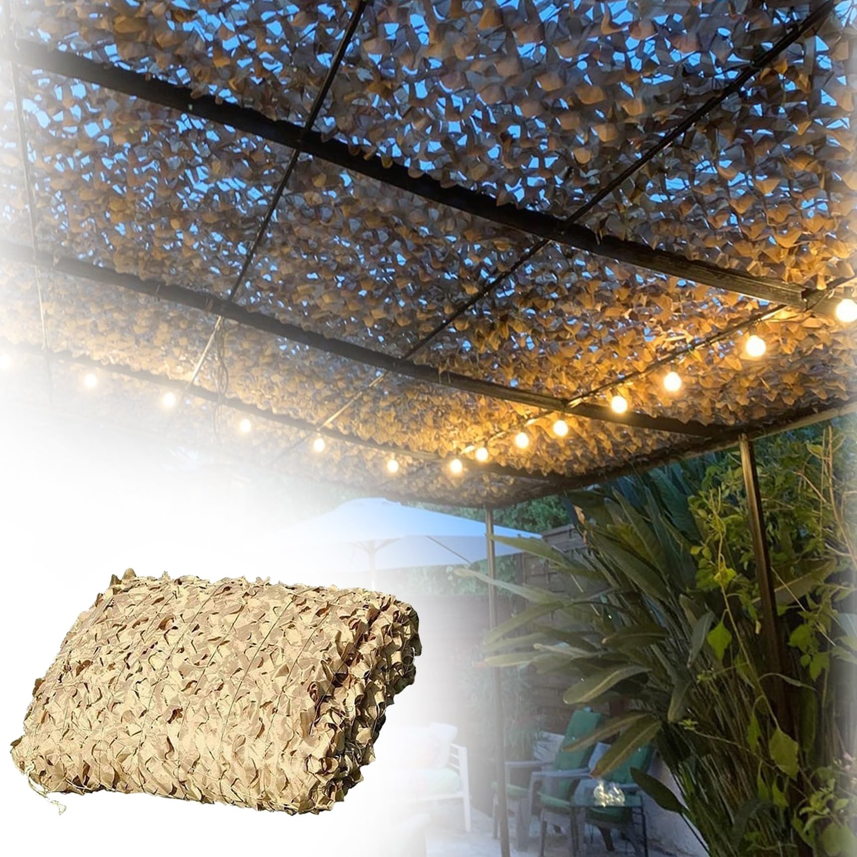 Malla De Camuflaje Beige, Red De Camuflaje Reforzada De Malla Doble para Decorar Camufar Y Dar Sombra, Tela De Sombra Transpirable para Pérgola, Jardín