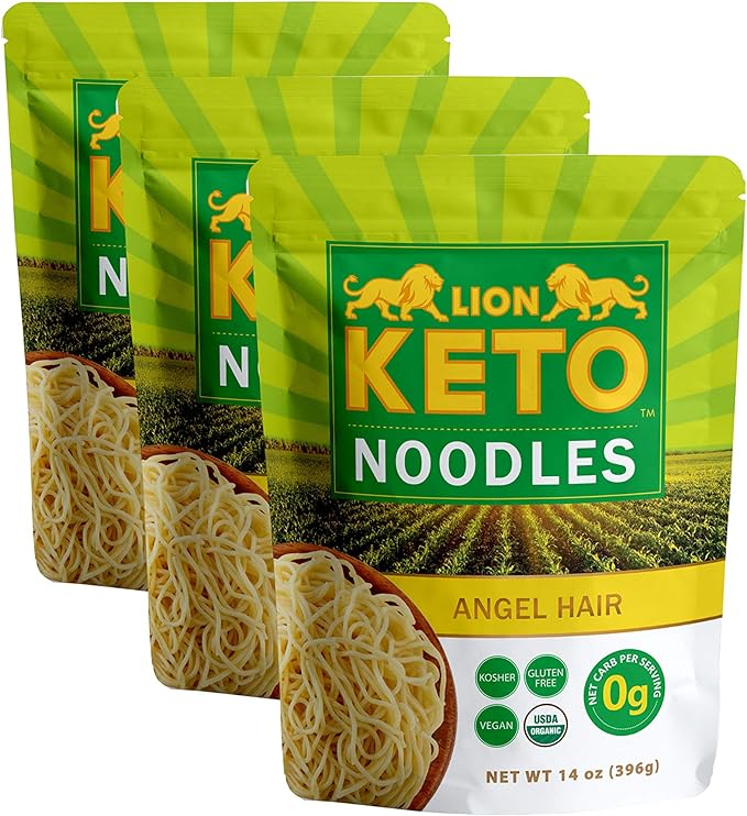 Lion Keto Noodles 3 Pack Angel Hair Low Carb Pasta Organic Pre