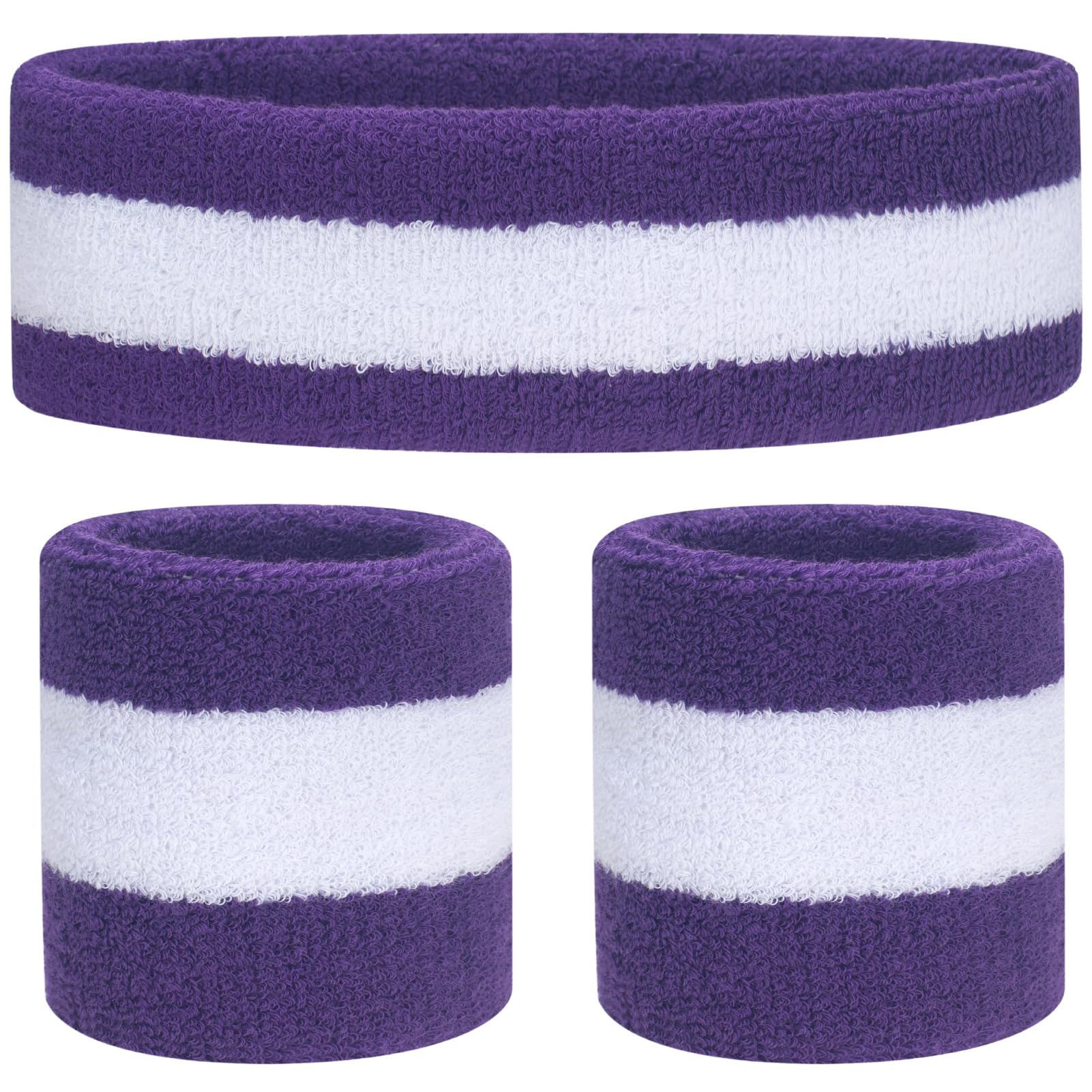 ONUPGO Sweatband Set Sports Headband Wristband Set Sweatbands Terry Cloth Wristband Wrist Sweatband Headbands Moisture Wicking Sweat Absorbing Head Band